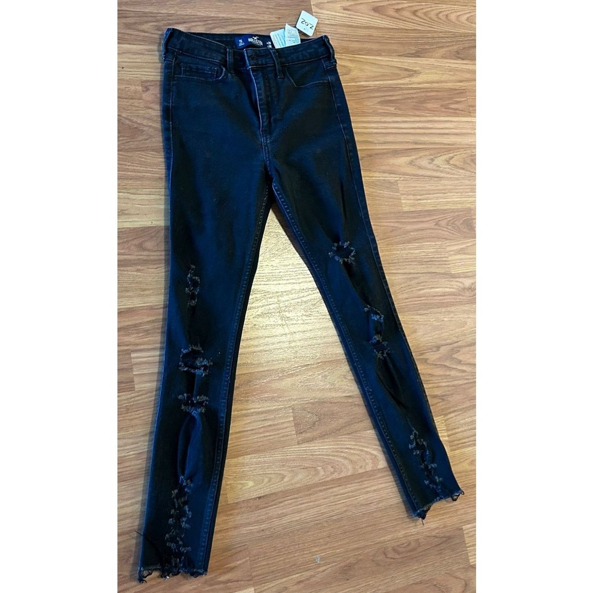Hollister Hollister Black Distressed Cut-Up Jeans - Size 1 Waist 25 Size 25" / US 0 / IT 36 - 4 Thumbnail