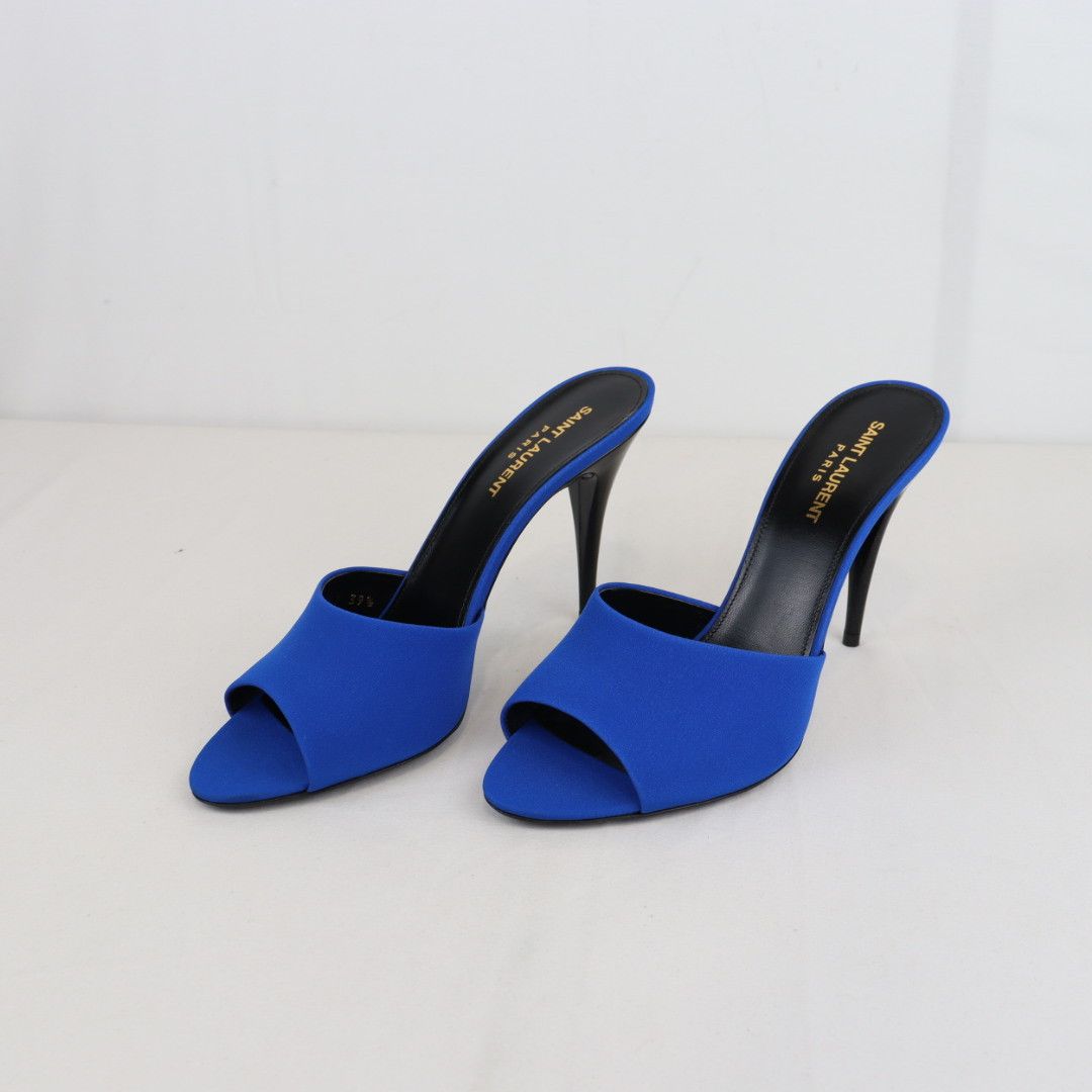 Saint Laurent Paris o1rshd1 Crepe De Chine 1083DOF Heels in Blue Size US 9.5 / IT 39.5 - 2 Thumbnail