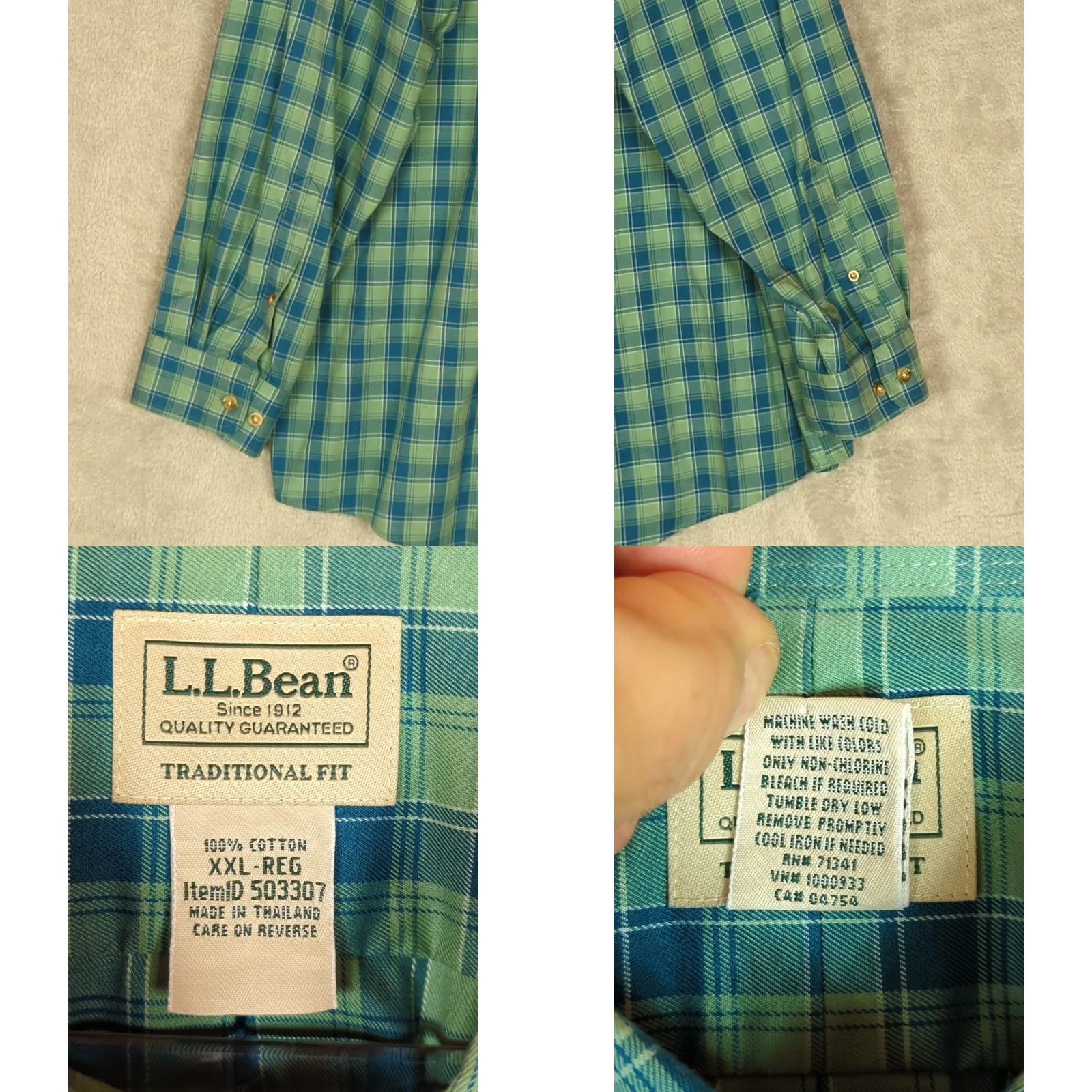 Vintage L.L. Bean Traditional Fit Shirt XXL Green Plaid Long Sleeve Button-Up Mens Big & Tall Size US XXL / EU 58 / 5 - 8 Thumbnail