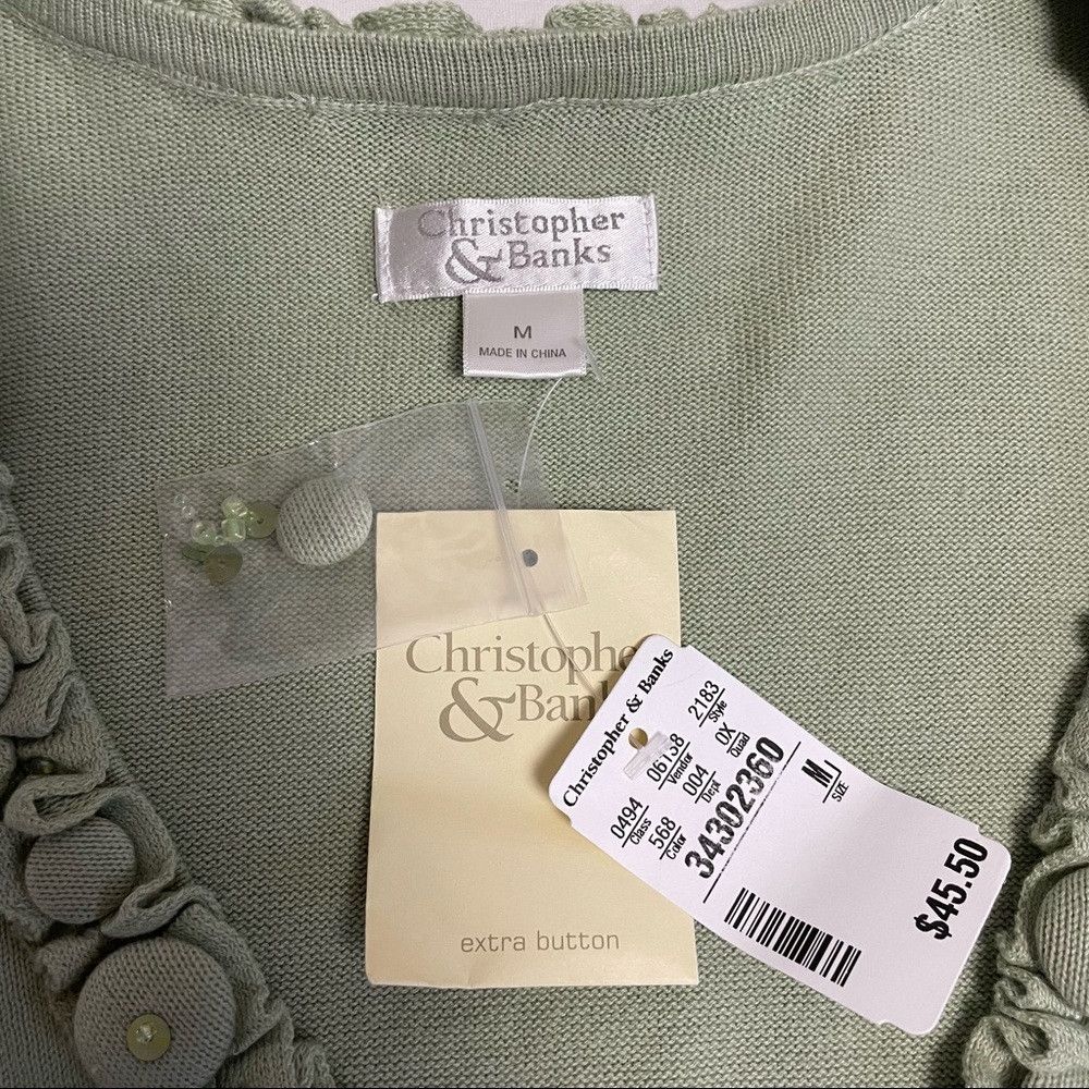 Other NWT New Christopher & Banks Sage Cotton Sage Button Details Size M / US 6-8 / IT 42-44 - 7 Thumbnail