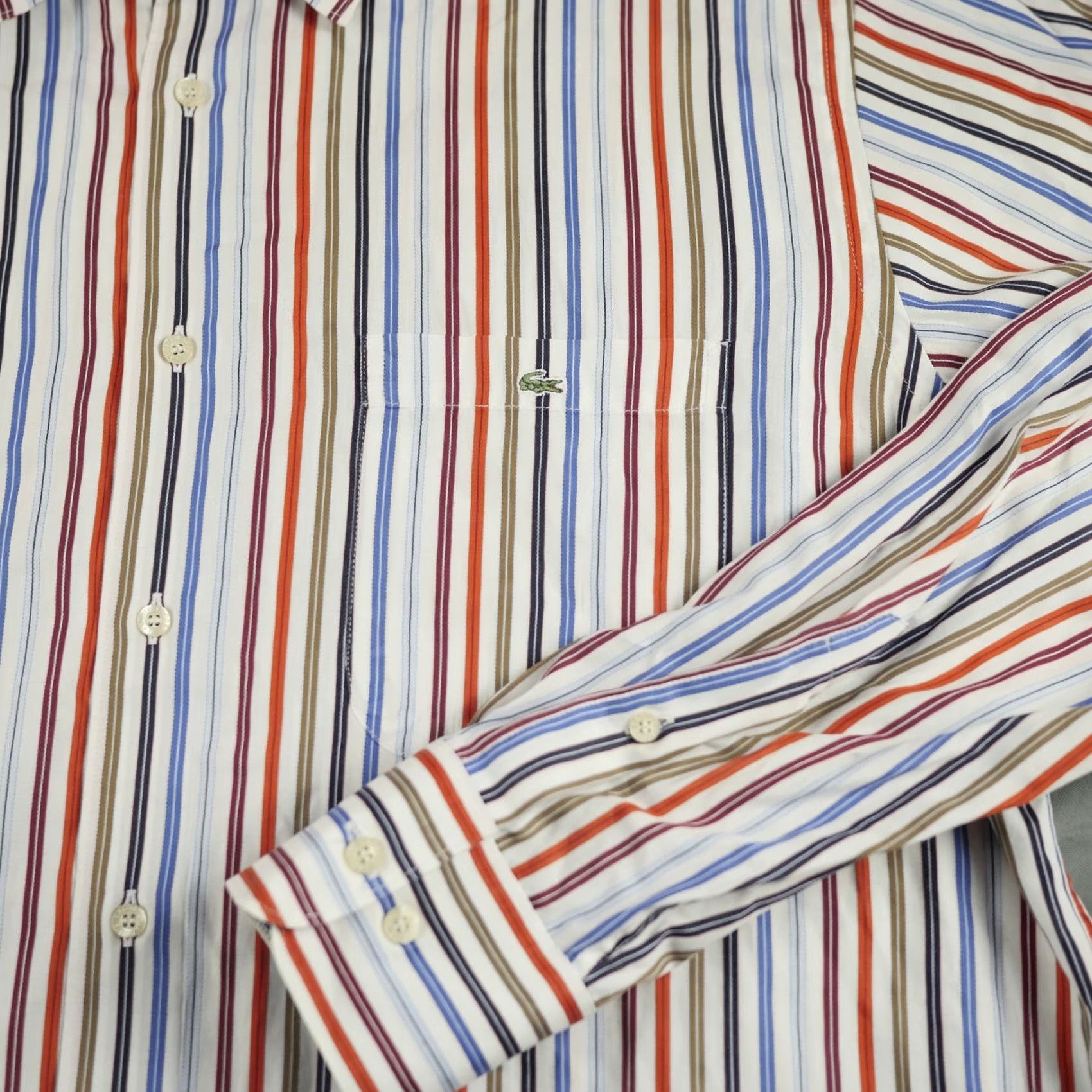Lacoste Lacoste Shirt Mens XL Multicolor Striped Button Up Long Sleeve Cotton Size US XL / EU 56 / 4 - 2 Thumbnail