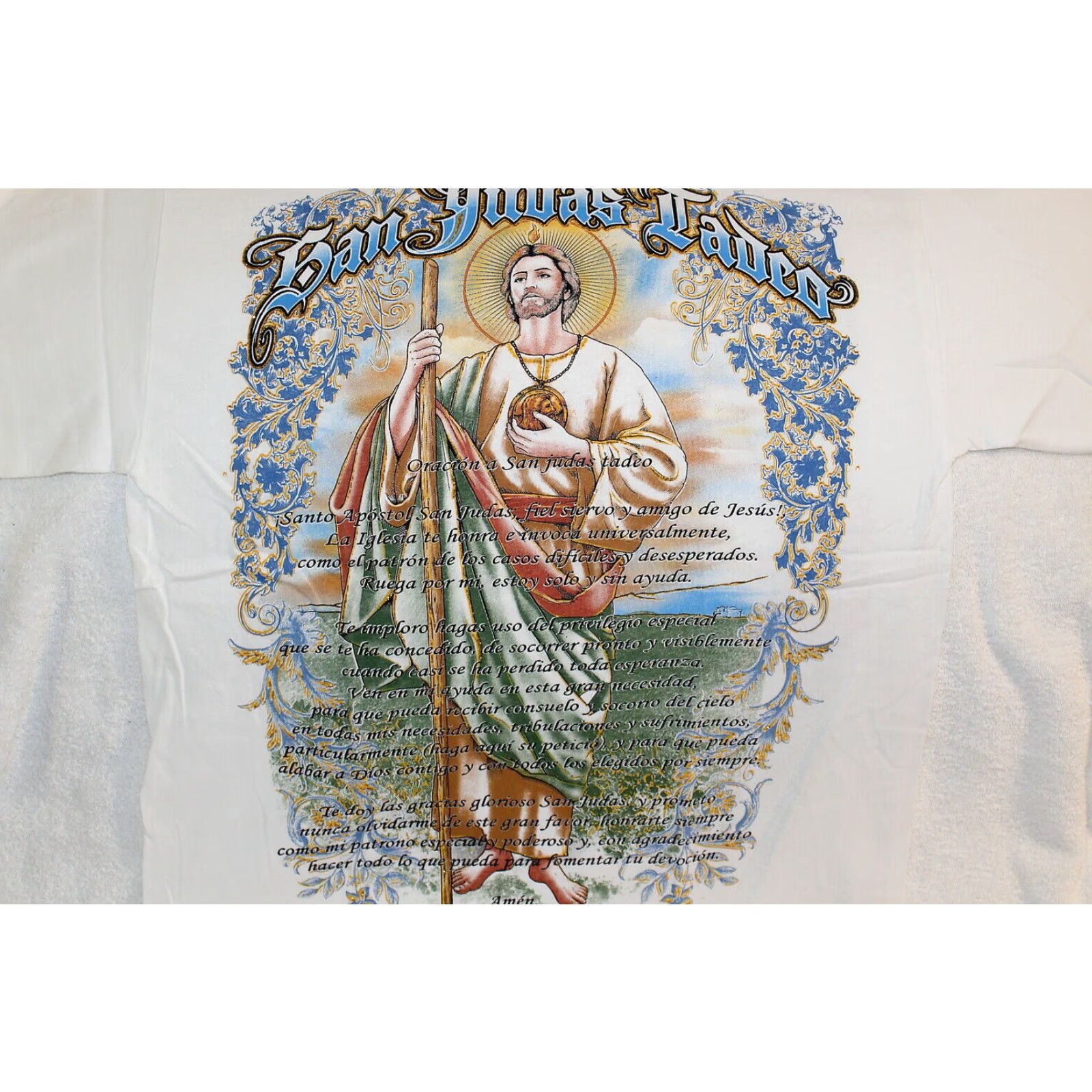 Vintage SAN JUDAS TADEO ORACION JUDAS THADDEUS SAINT JUDE T-SHIRT T-Shirt White 2XL Men Graphic Tee 100% Cotton Short Sleeve Size US XXL / EU 58 / 5 - 2 Thumbnail