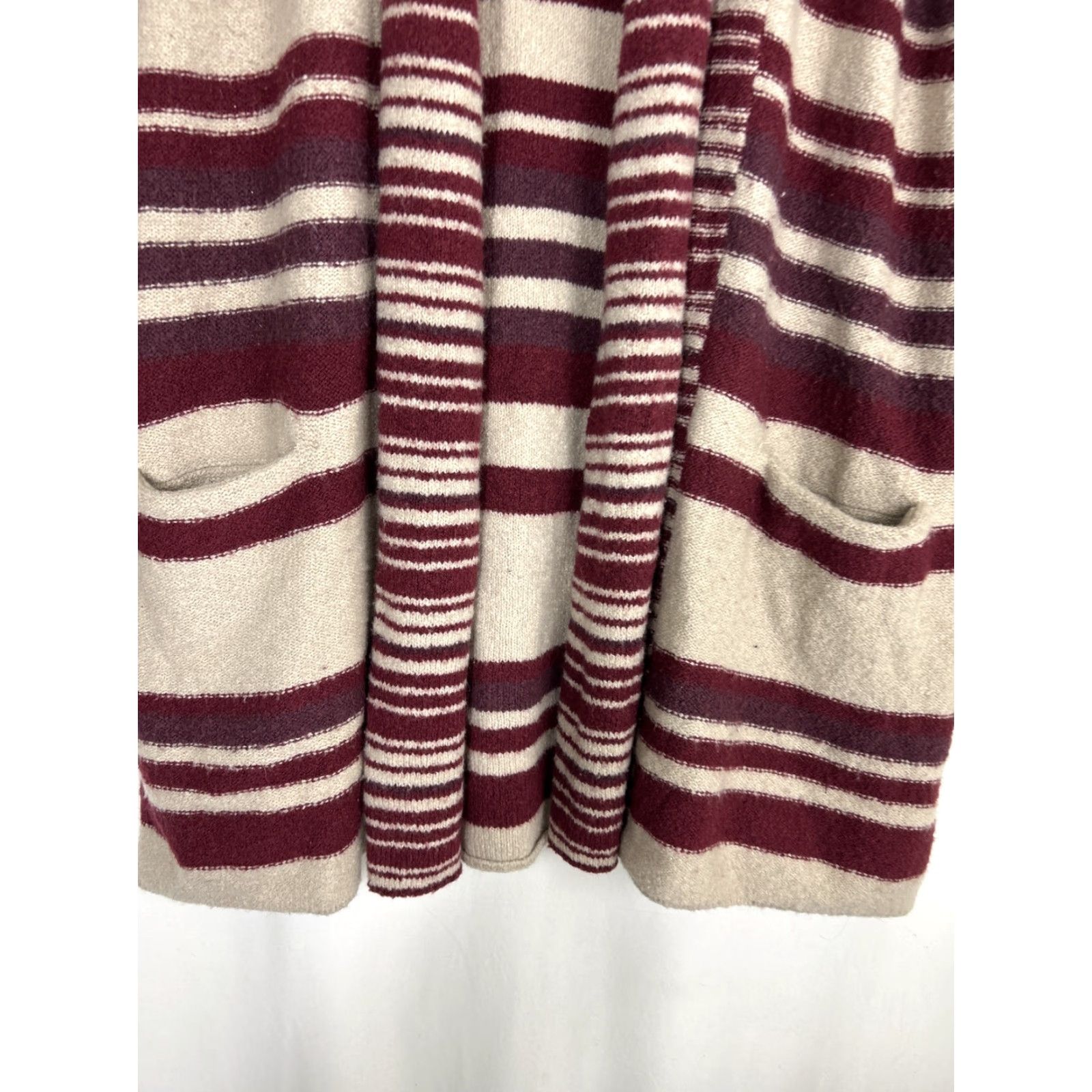 Lucky Brand Lucky Brand Cardigan Womens Medium Red Beige Striped Open Sweater Size M / US 6-8 / IT 42-44 - 5 Thumbnail