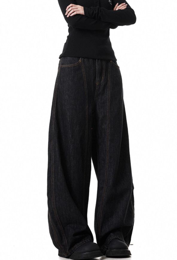 Japanese Brand American retro wide-leg loose straight curved jeans for men Size US 32 / EU 48 - 3 Thumbnail