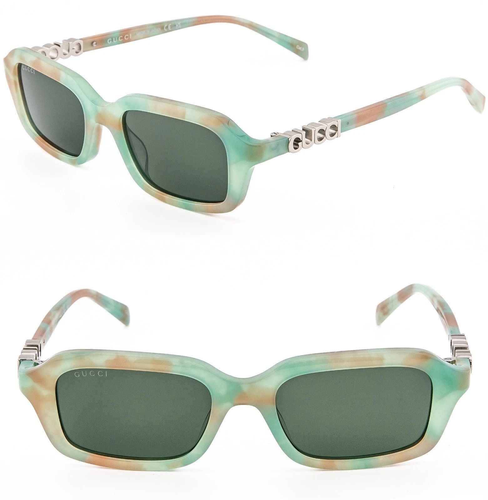 Gucci GUCCI 2152 Gg2152S Green Havana Narrow Unisex Sunglasses 005 Size ONE SIZE - 1 Thumbnail