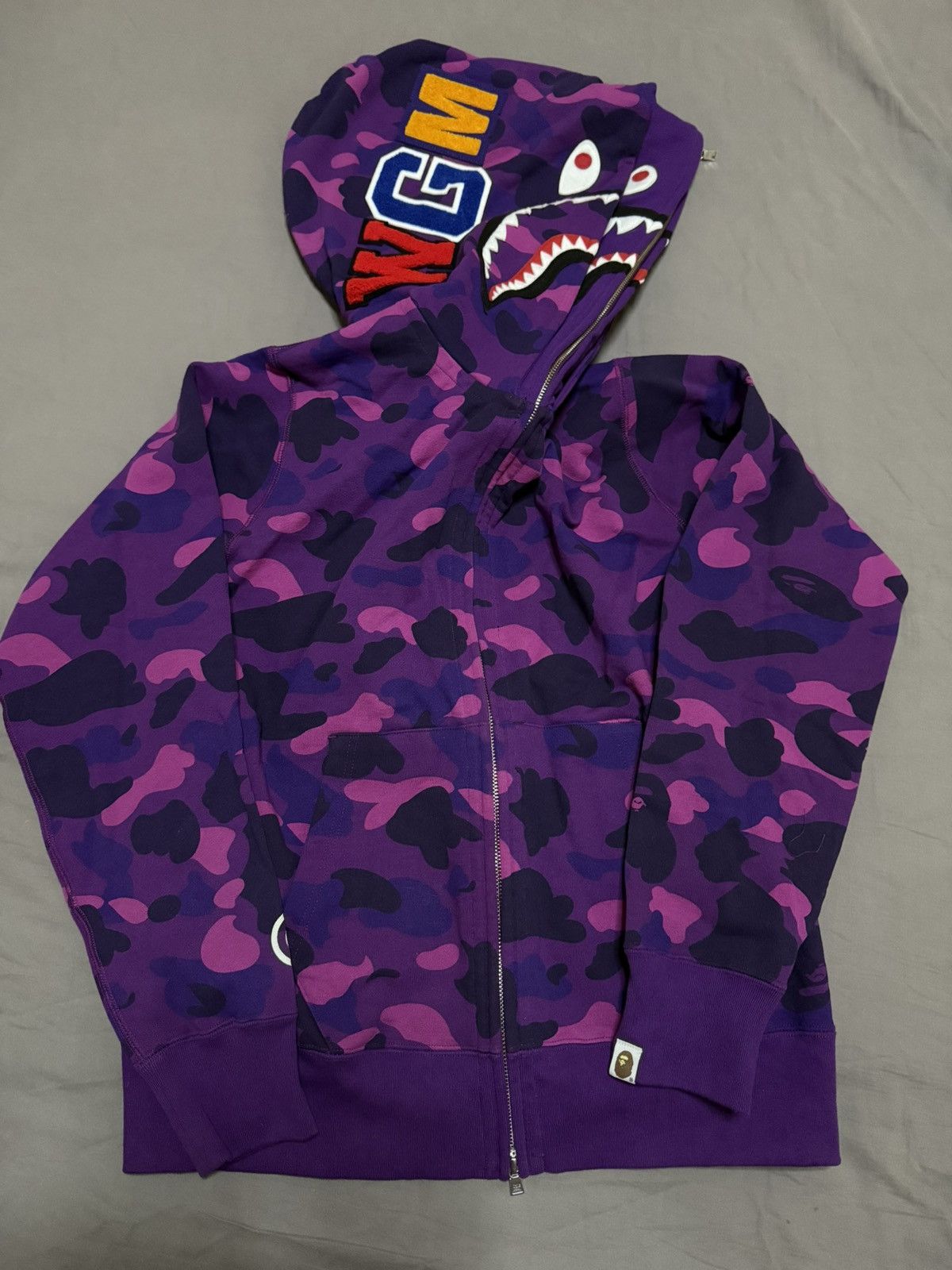 Bape Color Camo Shark Full Zip Hoodie Purple Bape Color Camo Shark