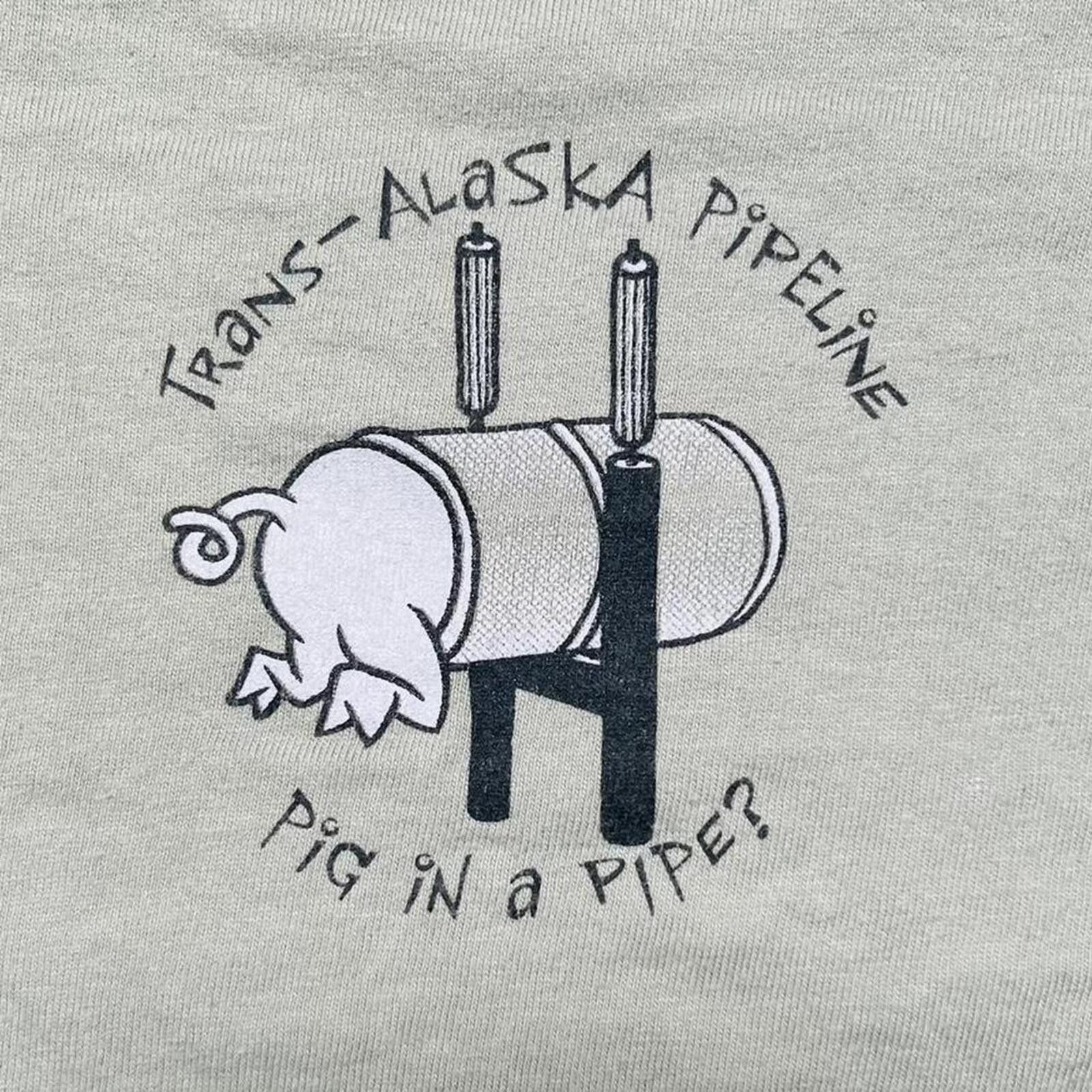 Hanes Vintage Trans-Alaska Pipeline Pig In A Pipe Shirt Olive L Size US L / EU 52-54 / 3 - 4 Thumbnail