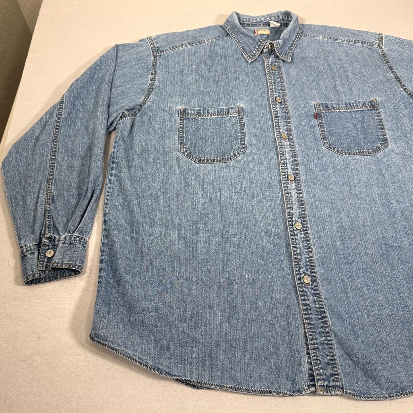 Levi's VINTAGE Levi's Shirt Mens XL Blue Denim Jean Metal Button Up Western Cowboy Work Size US XL / EU 56 / 4 - 6 Thumbnail