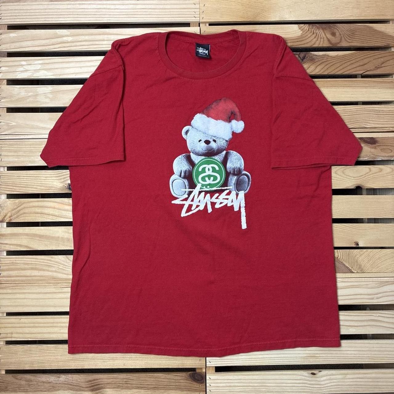 Stussy Vintage Stussy Santa Bear Red Tee Size XL | Grailed