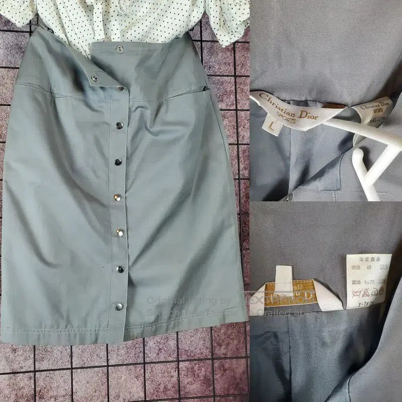 Dior Dior A-Line Gray Cotton Summer Skirt . Size 28" / US 6 / IT 42 - 3 Thumbnail