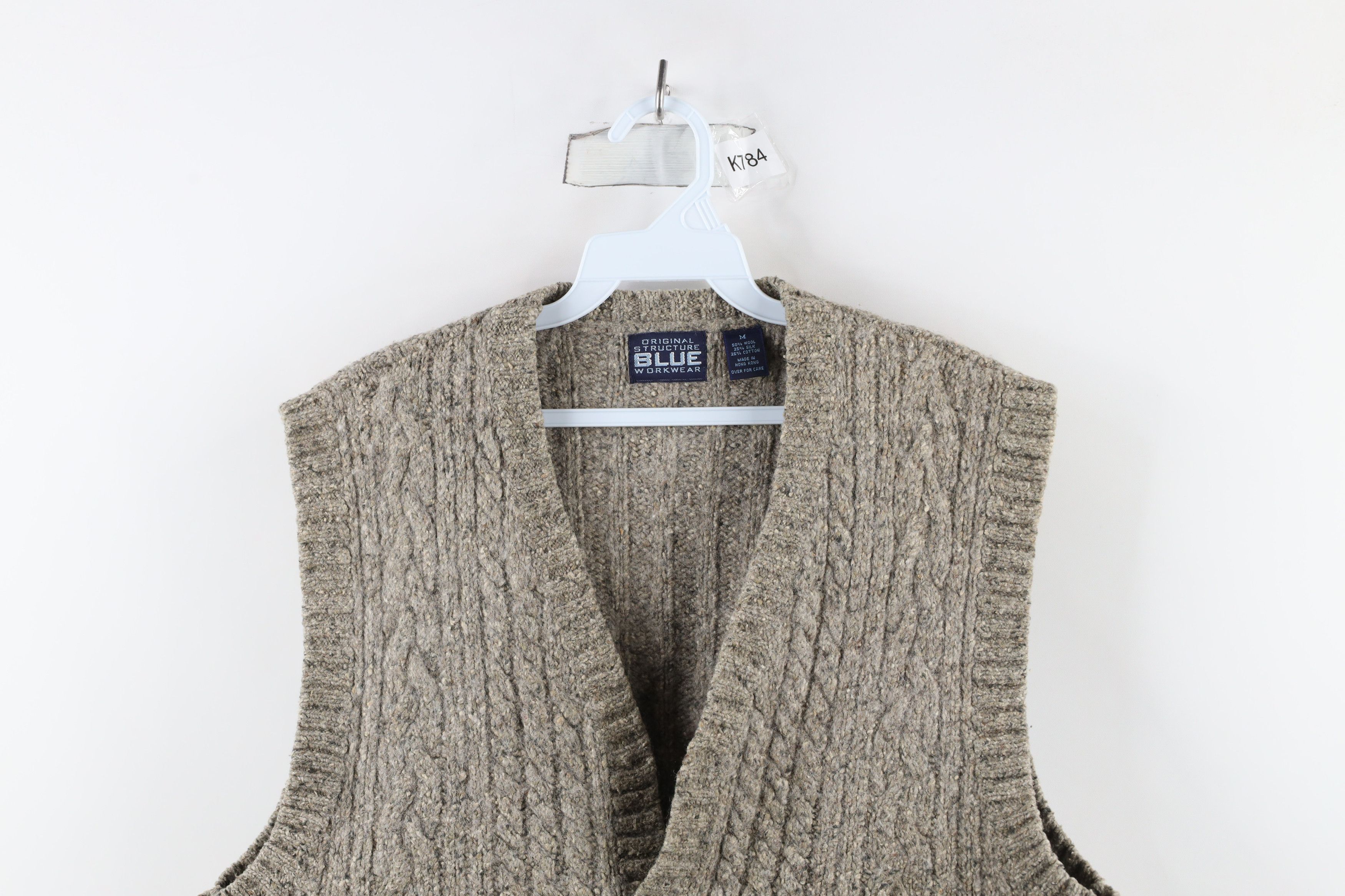 Vintage Vintage 90s Streetwear Cable Knit Cardigan Sweater Vest Size US M / EU 48-50 / 2 - 2 Thumbnail
