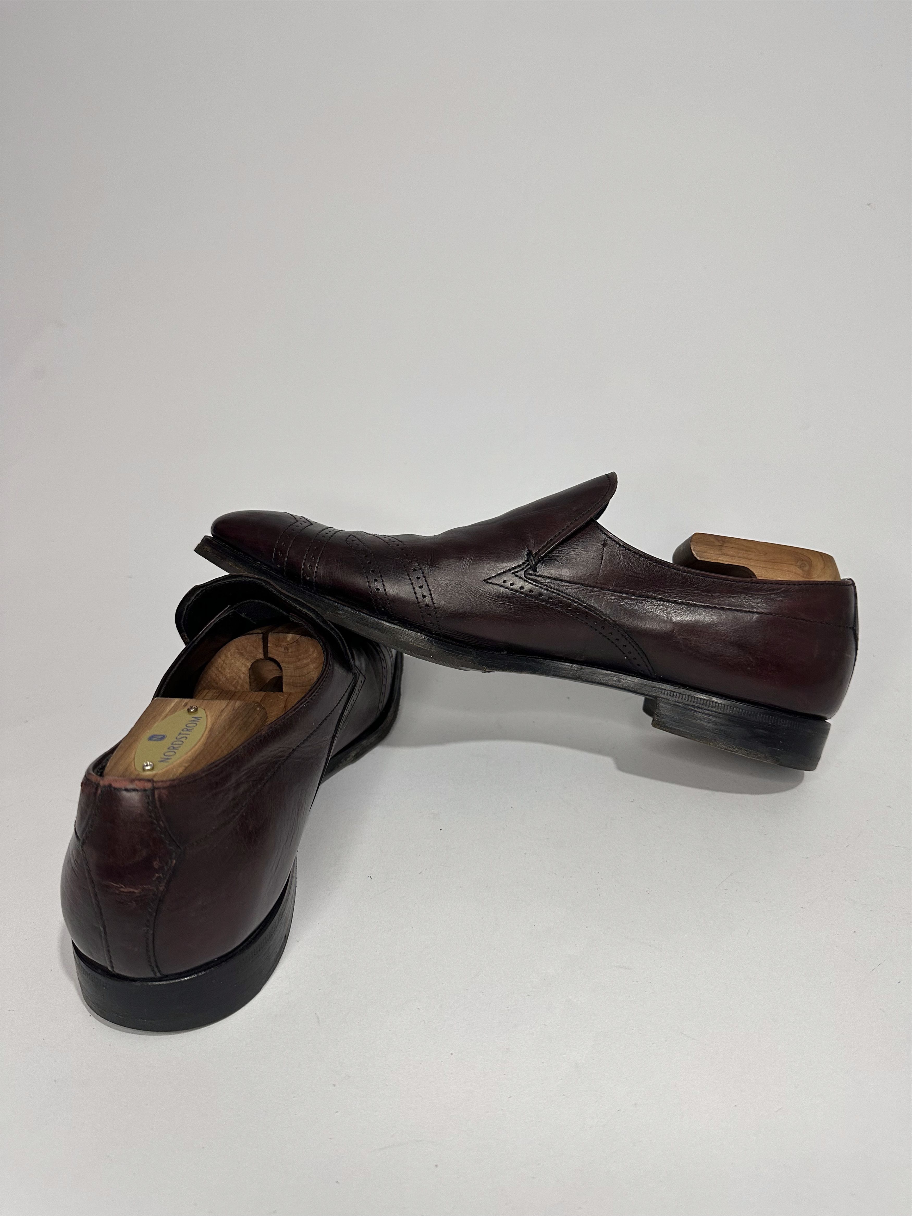 Prada Vintage Prada Brown Burnished Leather Wingtip Brogue Loafers Size US 8 / EU 41 - 4 Thumbnail