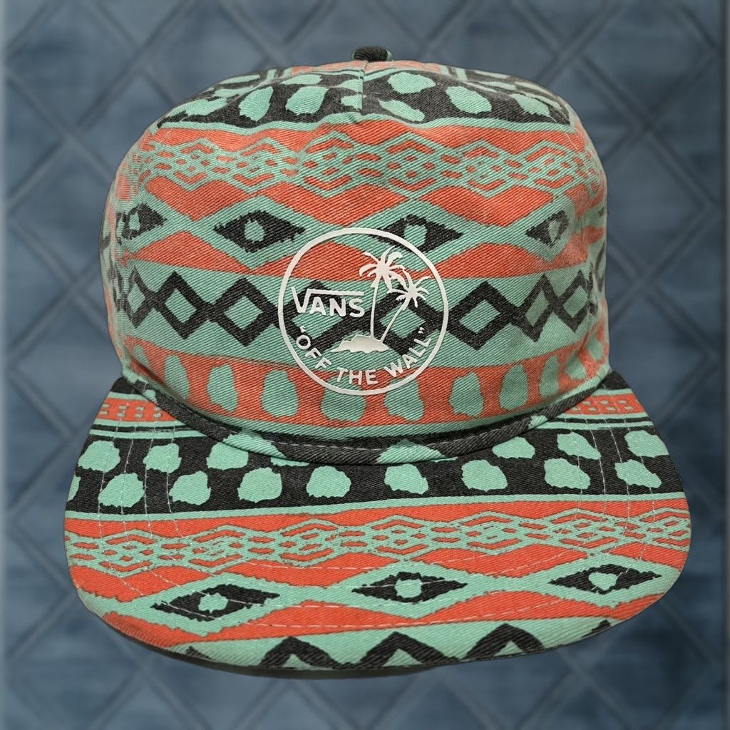 Vans VANS Off The Wall Hat Cap SnapBack Geometric Southwestern Aztec AOP Green One Size Mens Baseball Cap Size ONE SIZE - 1 Thumbnail