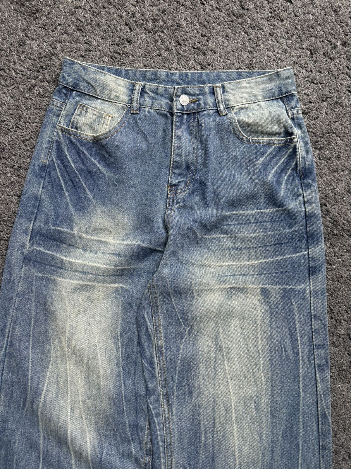 Jean × Vintage Vintage very rare wide leg electric thunder blue baggy jeans Size US 33 - 4 Thumbnail