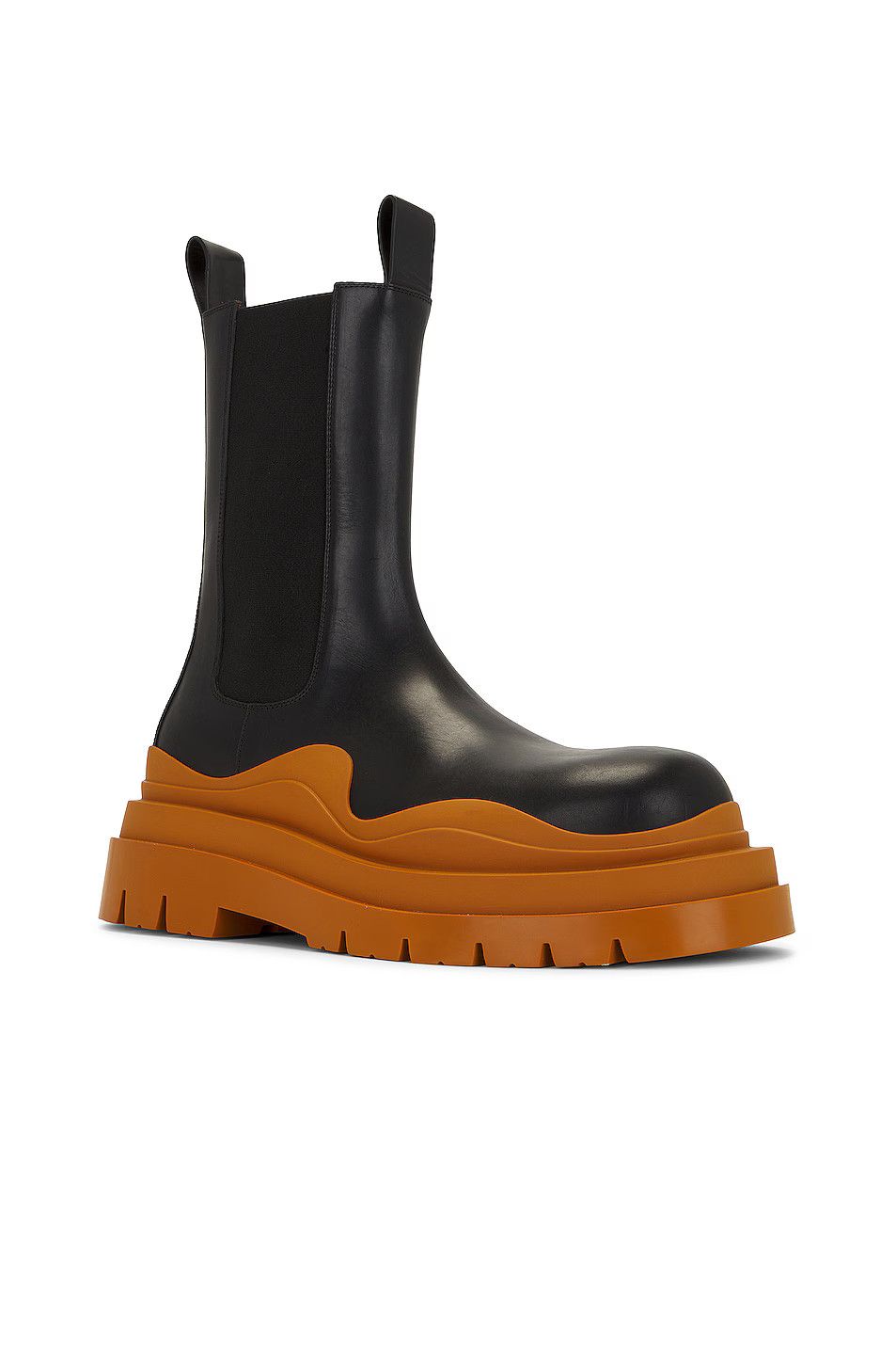 Bottega Veneta o1n1vont0924 Brown Sole Tire Ankle Chelsea Boot in Black Size US 12 / EU 45 - 2 Thumbnail