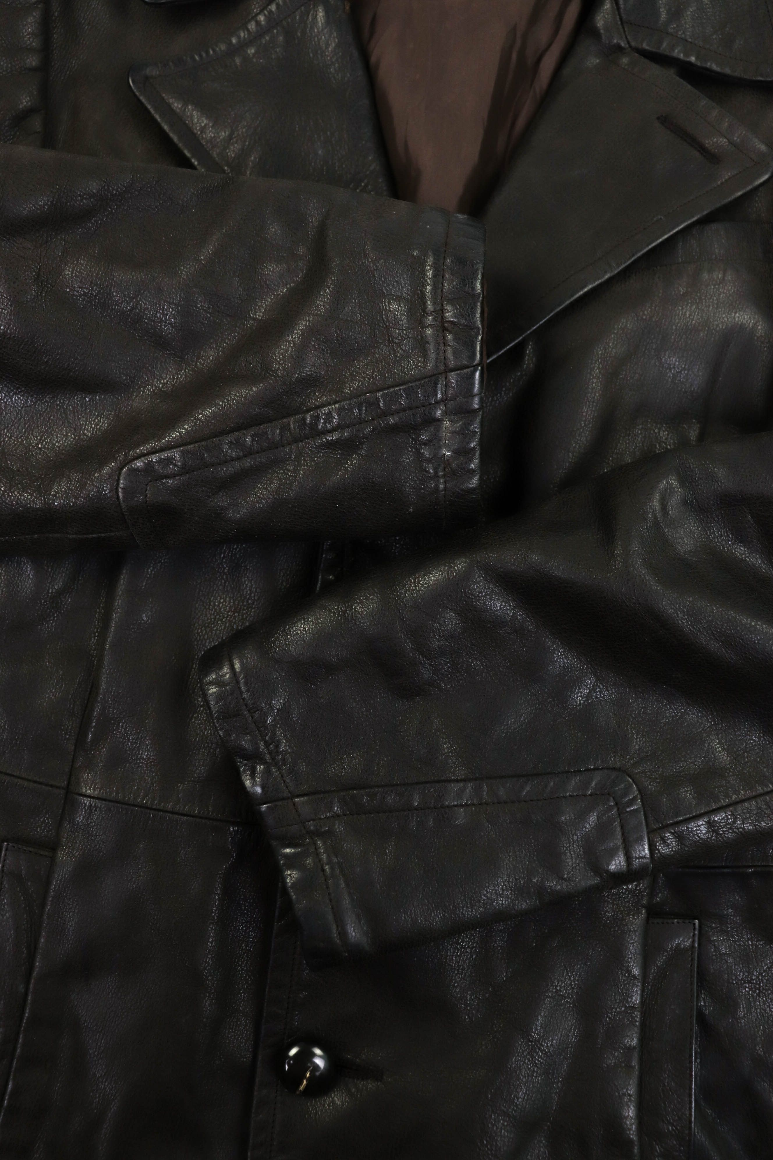 Genuine Leather 2nd Skin by inde Dark Brown Heavy Leather Coat Jacket Size US M / EU 48-50 / 2 - 8 Thumbnail