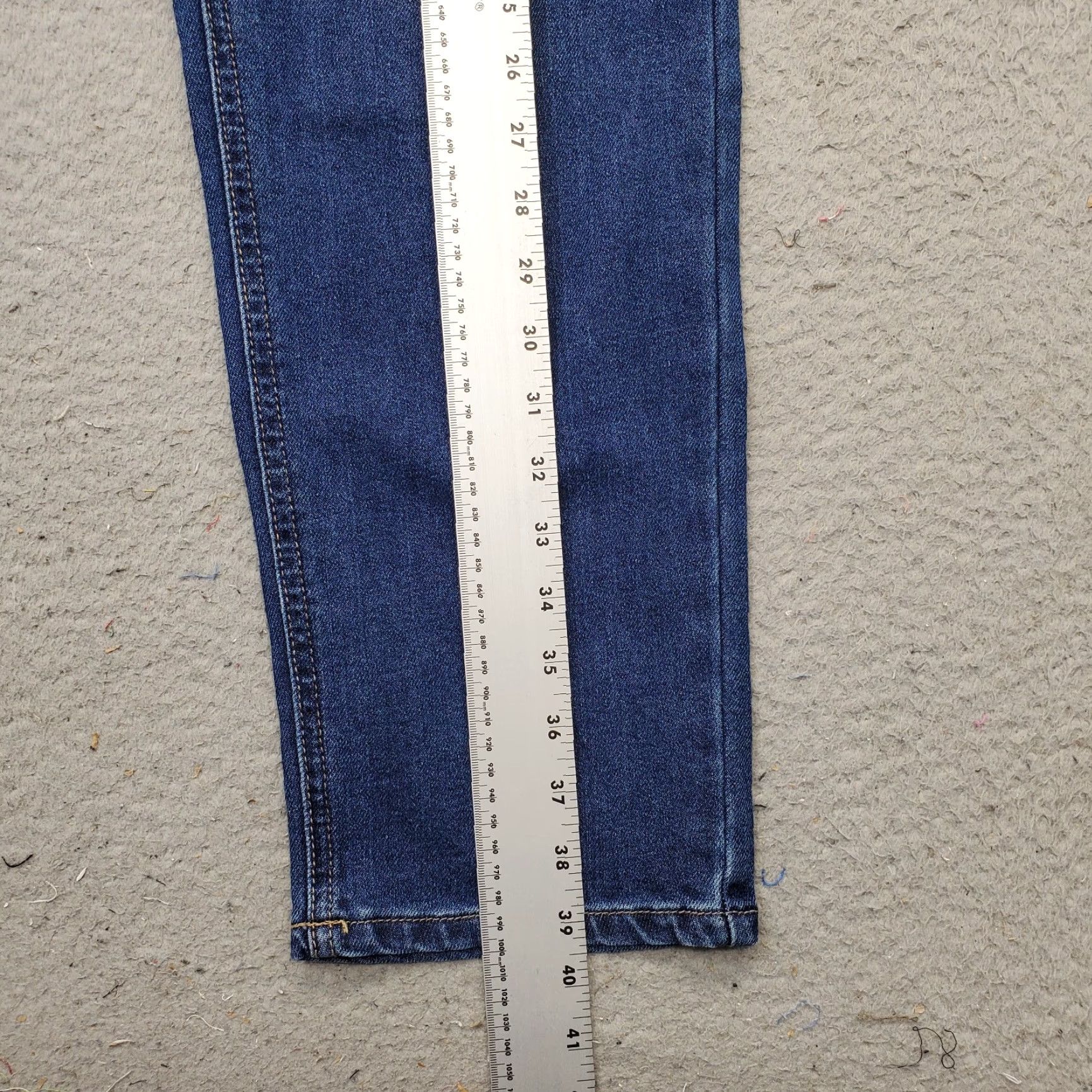 Vintage Seven7 Straight Leg Jeans Women 12 Blue Denim High Rise Through Hips 5-Pocket Design Regular Waist 28.25 Inseam NYT Size 34" / US 12 / IT 48 - 3 Thumbnail