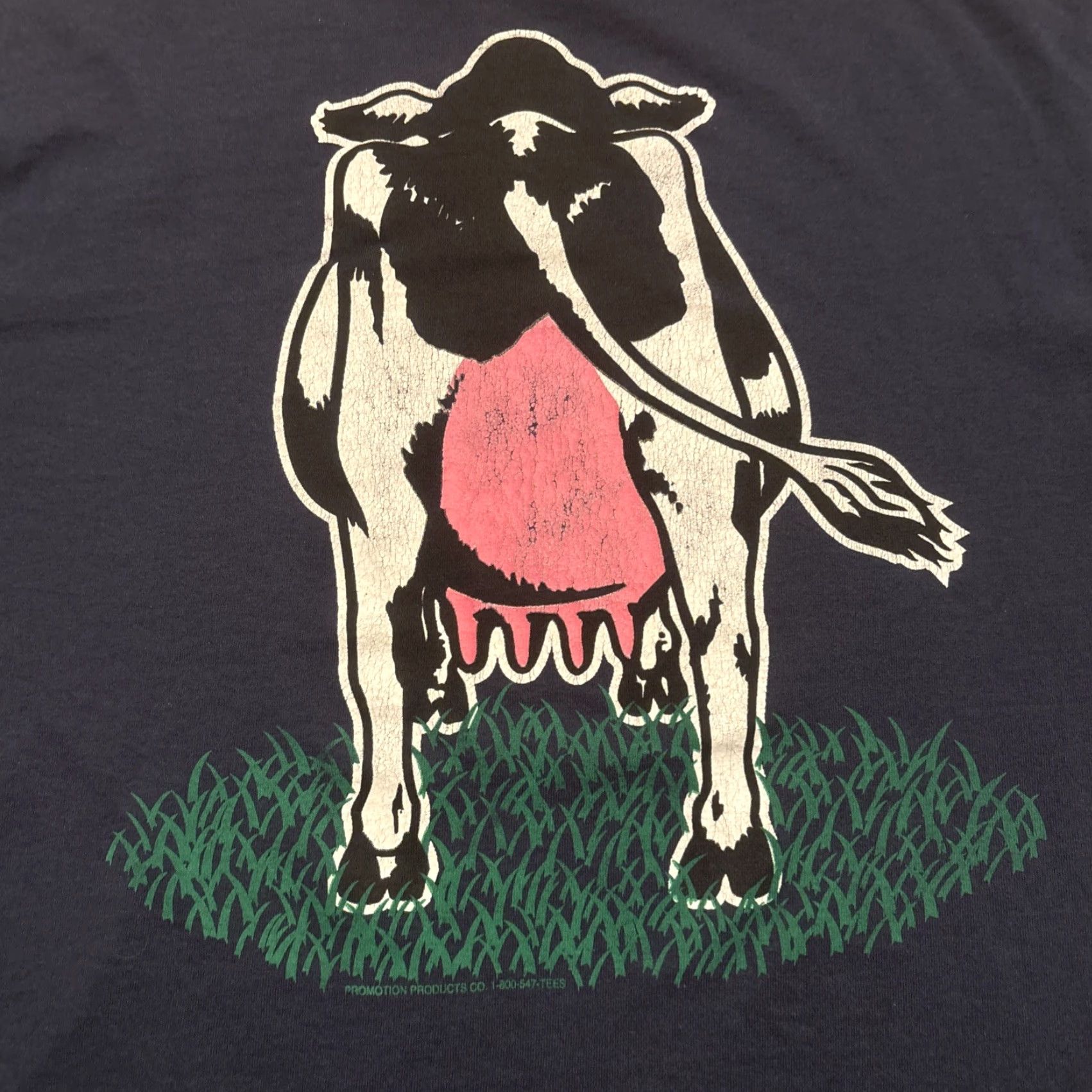 Fruit Of The Loom VINTAGE Fruit of the Loom T-Shirt Dairy Cow Size L Men Short Sleeve Crew Neck Blue Single Stitch Consolidated Dairies Inc. Size US L / EU 52-54 / 3 - 2 Thumbnail