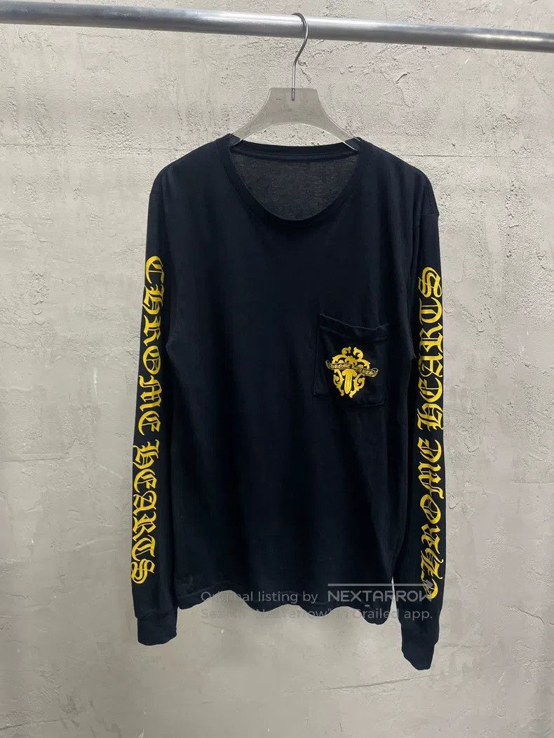 CHROME HEARTS Size S Black yellow sword Sanskrit long sleev