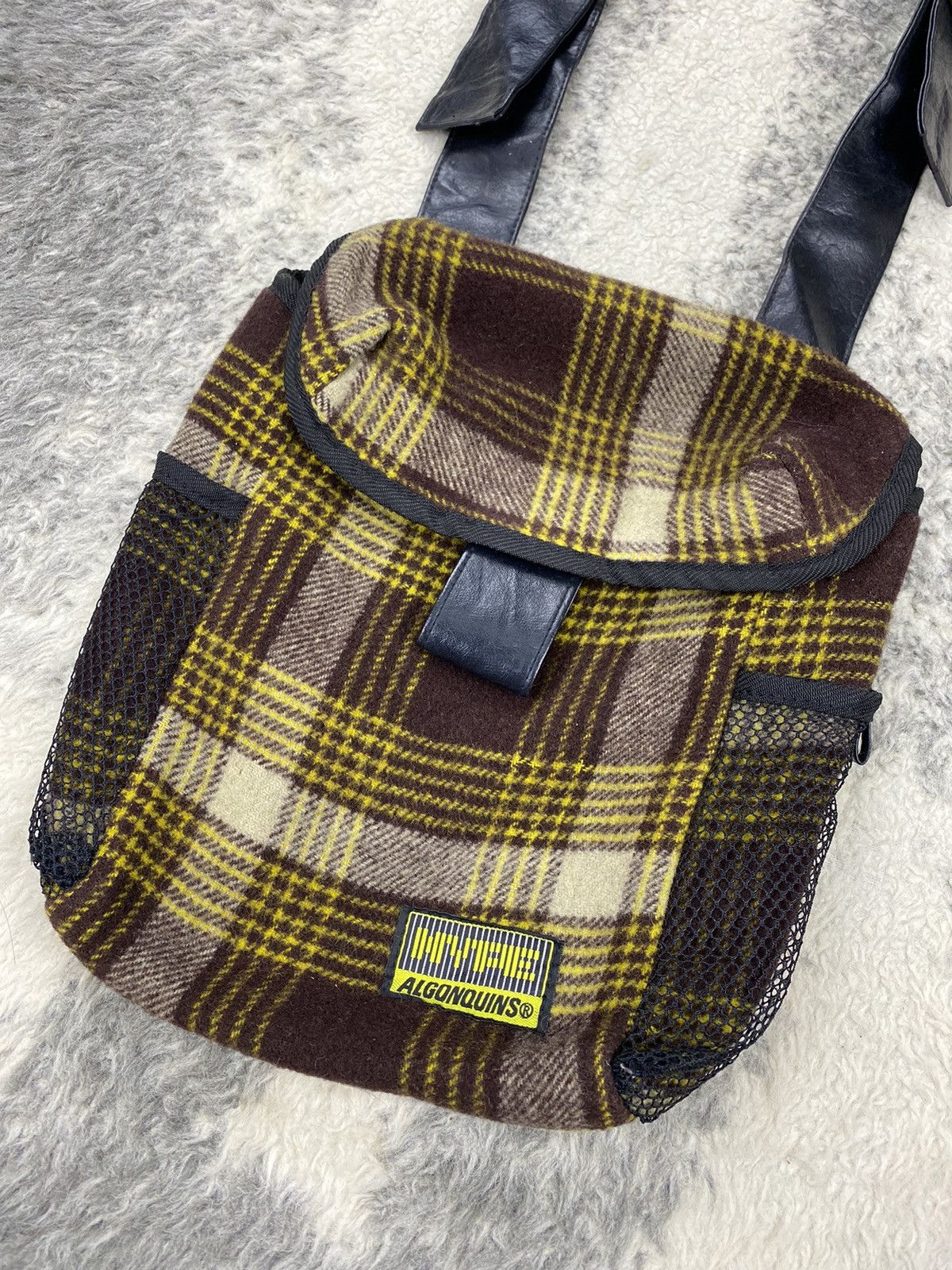 Japanese Brand × Seditionaries 🔥RARE🔥 ALGONQUINS Yellow Tartan Cross Body Bag Wool+Leather Size ONE SIZE - 2 Thumbnail
