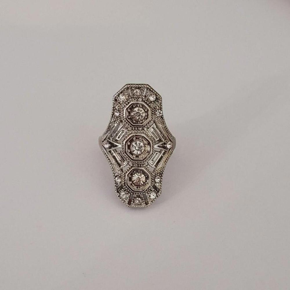 Designer Vintage 925 Sterling Silver European Cut Art Deco Ring Size ONE SIZE - 6 Thumbnail