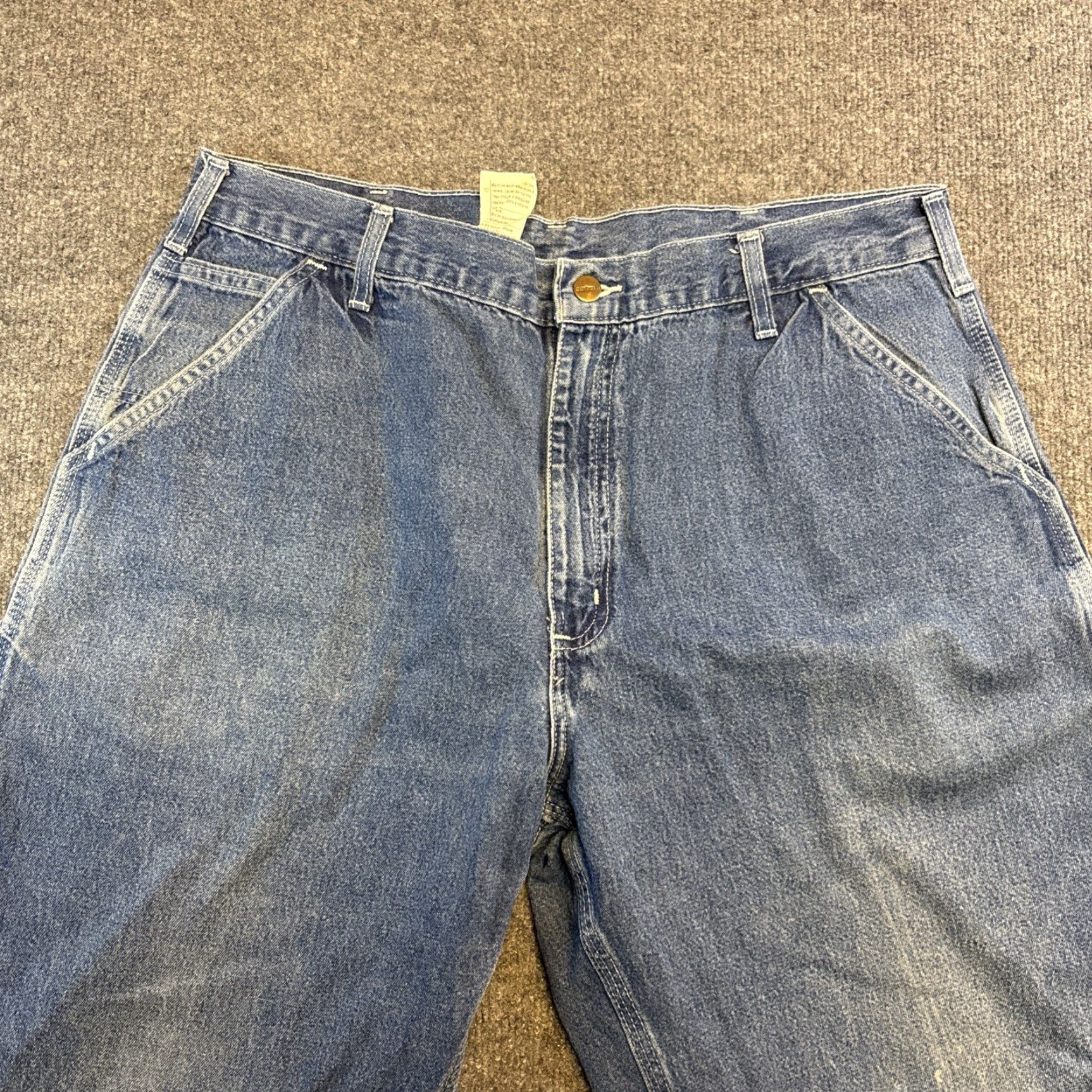 Carhartt VINTAGE Carhartt B13 DST Dungaree Fit Denim Blue Jeans Carpenter Pant USA Mens 38x30 Size US 38 / EU 54 - 4 Thumbnail