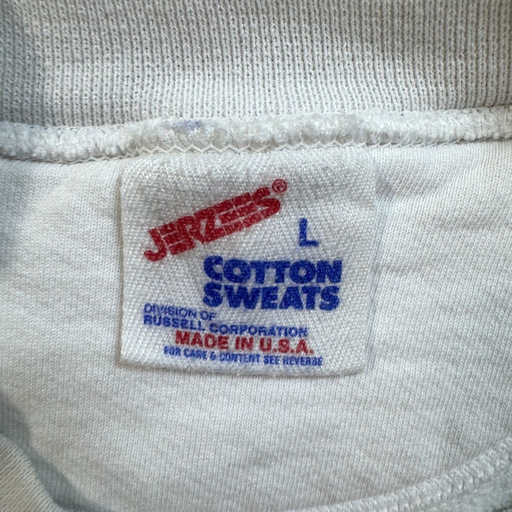 Jerzees VINTAGE JERZEES Sweatshirt Large White 80s 90s Wrap around Size US XL / EU 56 / 4 - 7 Thumbnail