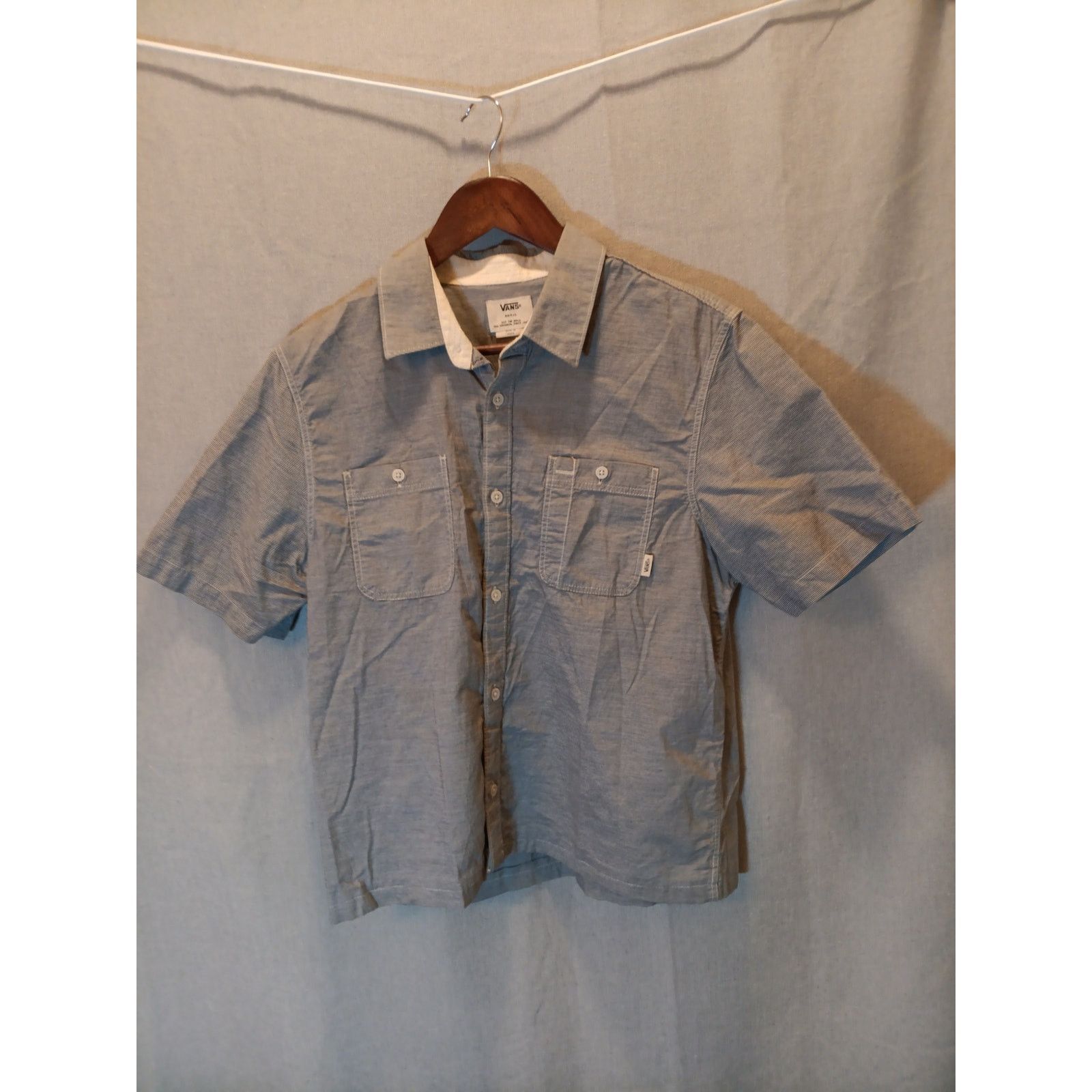 Vans Vans Men’s Small Blue Pinstriped Short Sleeve Button-Up Size US S / EU 44-46 / 1 - 1 Thumbnail