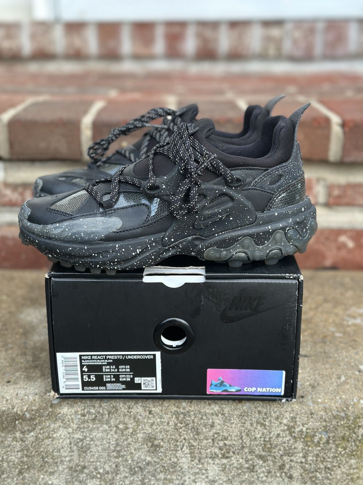 Nike × Undercover Nike x Undercover Nike React Presto Black 4M Size US 5 / EU 37 - 2 Thumbnail