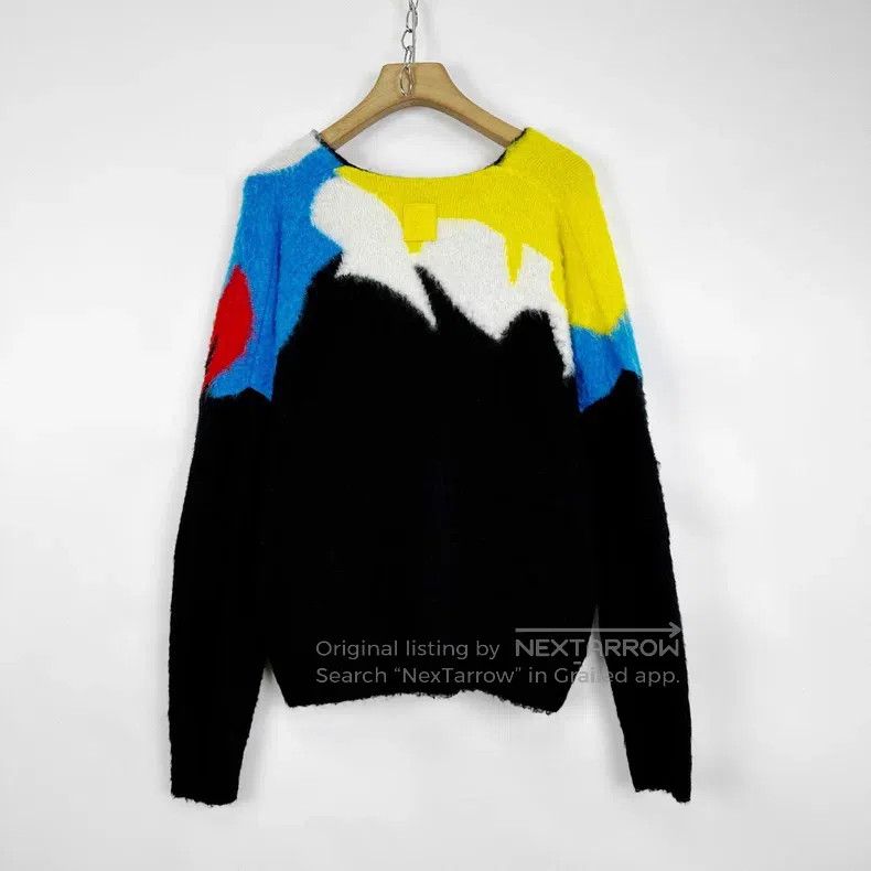 Loewe Loewe Color-blocked knitted cardigan with back leather log Size M / US 6-8 / IT 42-44 - 2 Thumbnail