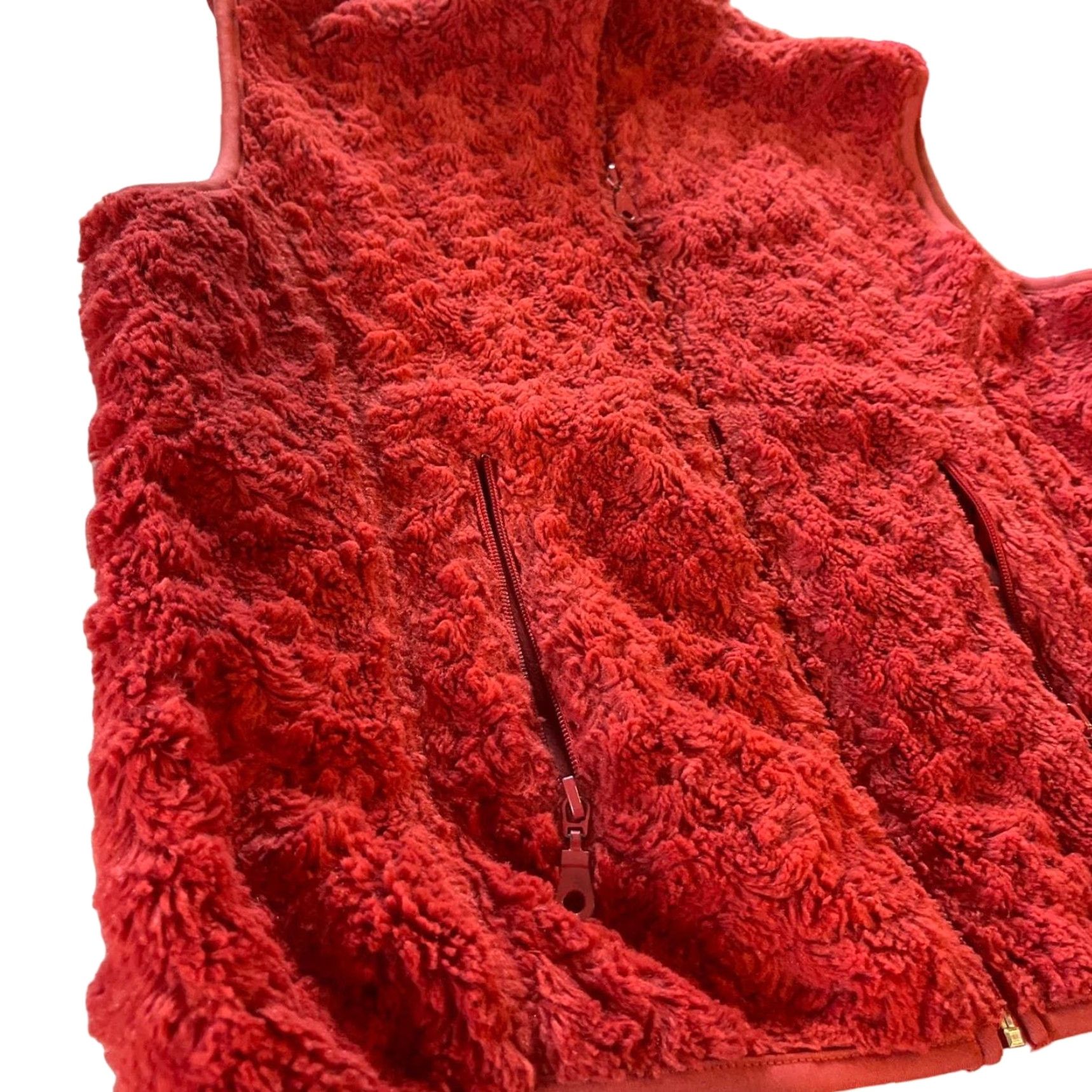Vintage VINTAGE not applicable; use Alps Women's Vest Orange Fuzzy Zip Up Pockets Polyester Microfleece Zip Vest Short Sleeveless M Womens Glass? Size M / US 6-8 / IT 42-44 - 2 Thumbnail