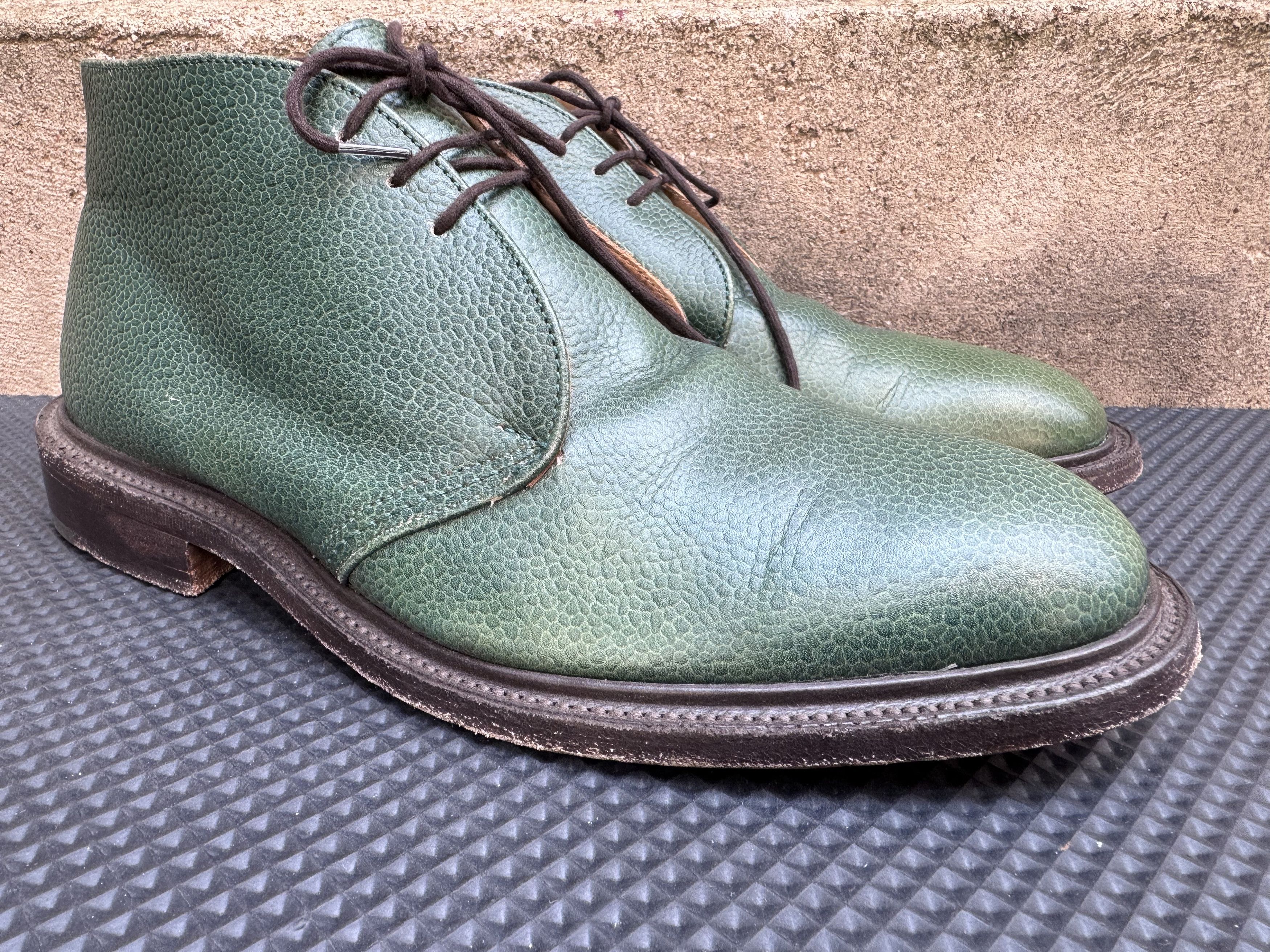 Tricker's Trickers ALDO Chukka Pebble Grain Green Leather Size US 9.5 / EU 42-43 - 3 Thumbnail