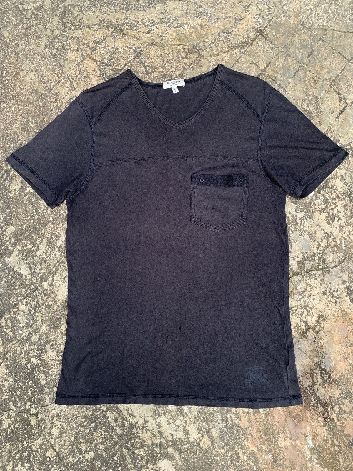 Burberry Vneck Pocket Faded Trash Tee