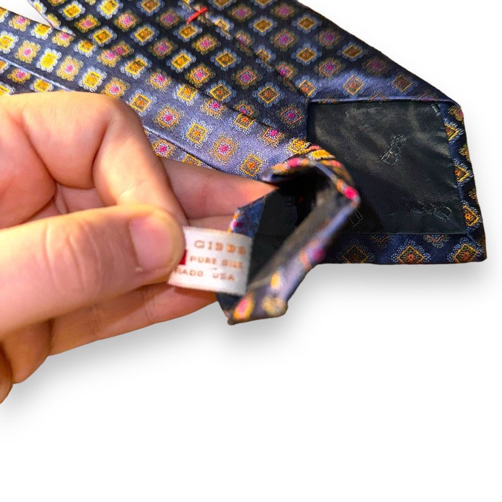 Handmade Carrot & Gibbs Navy Blue Flower Handmade 100% Silk Neck Tie Size ONE SIZE - 8 Thumbnail