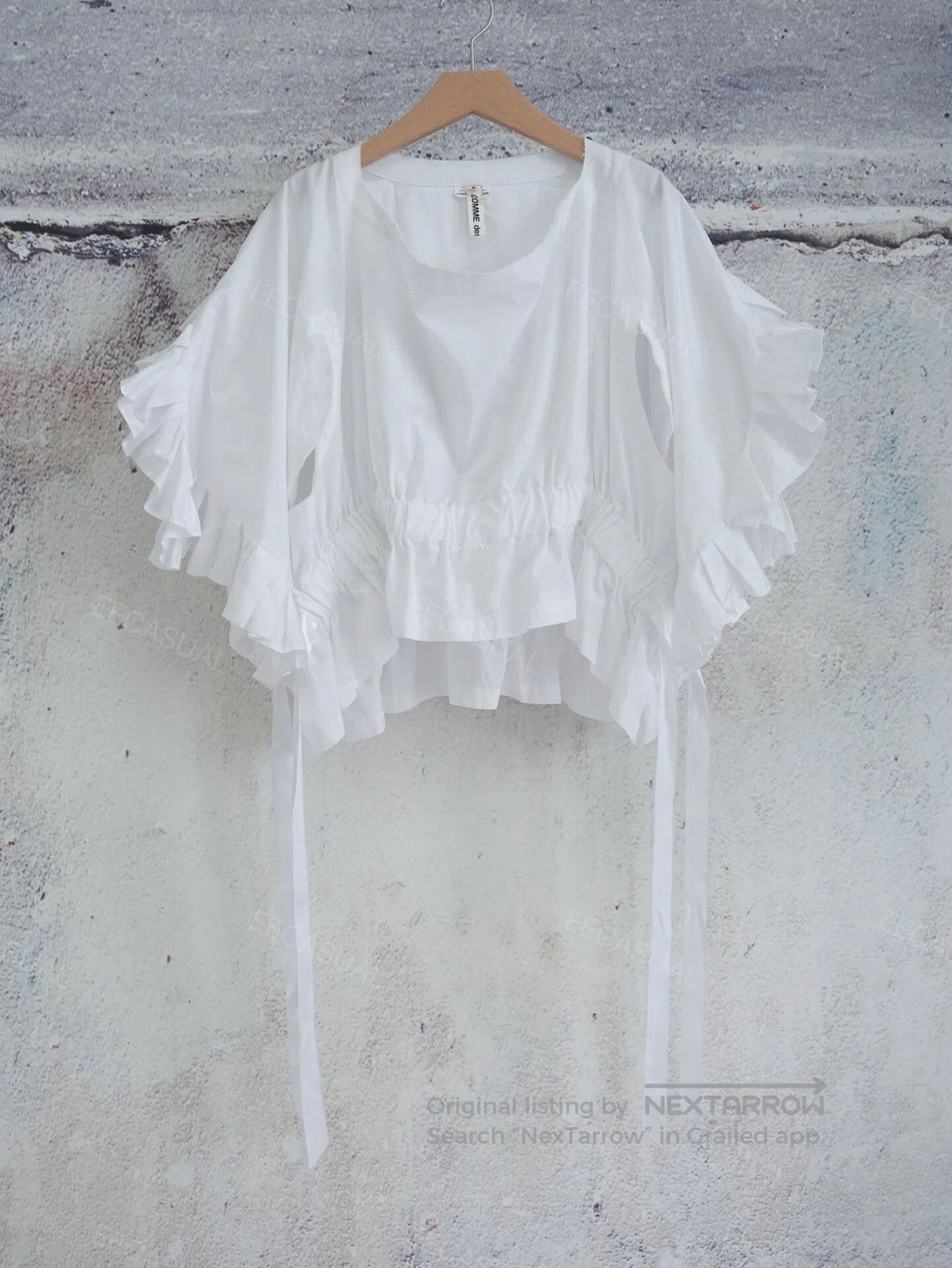 CDG by Comme des Garcons White Ribbon Detail Shirt by Comme des Garçons. Size S / US 4 / IT 40 - 1 Thumbnail