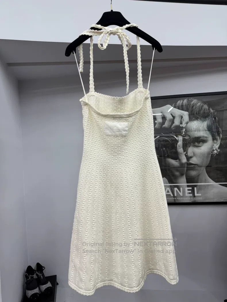 Chanel Chanel 25P white halteneck knitted dress Size XXS / US 00 / IT 34 - 3 Thumbnail