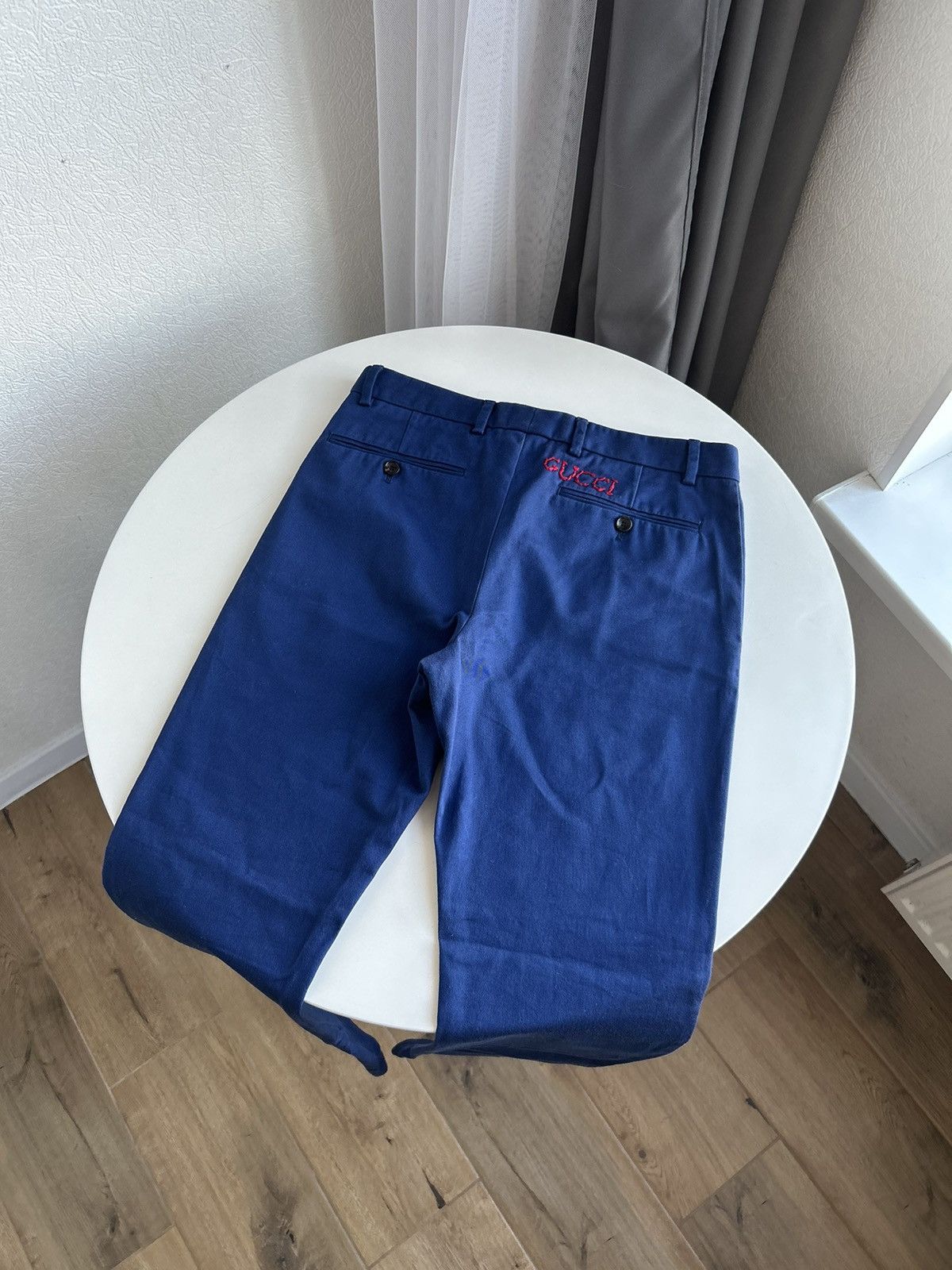 Image of Gucci Logo Pants in Blue, Men's (Size 31)