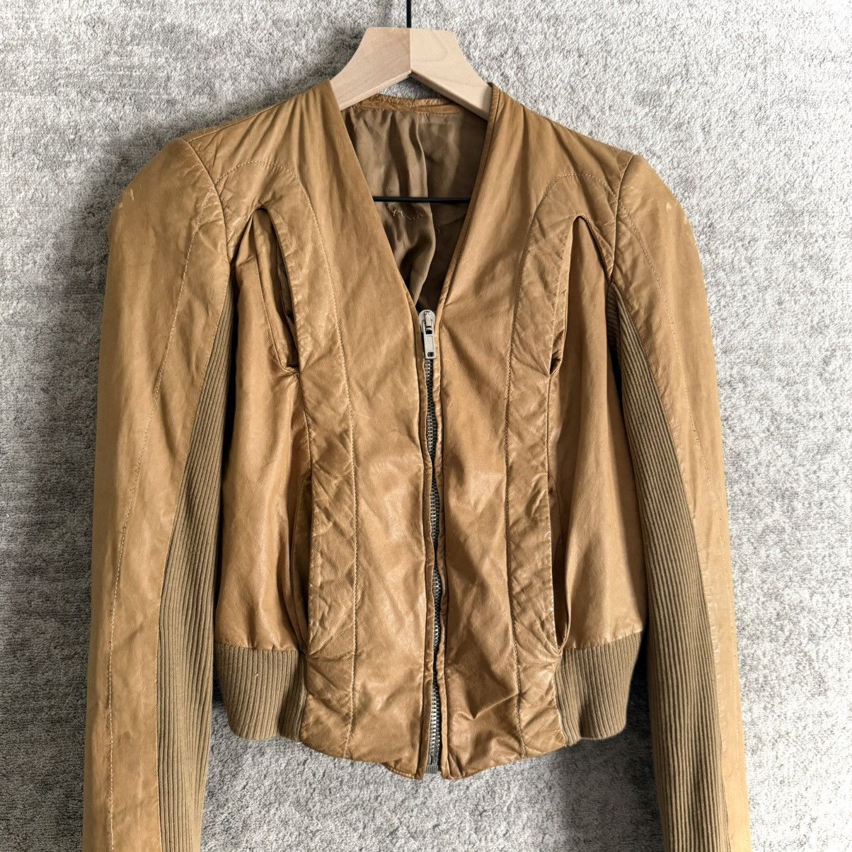 Rick Owens SS04 Rick Owens 'Citroen' Kangaroo Leather Pleated Jacket Size M / US 6-8 / IT 42-44 - 2 Thumbnail