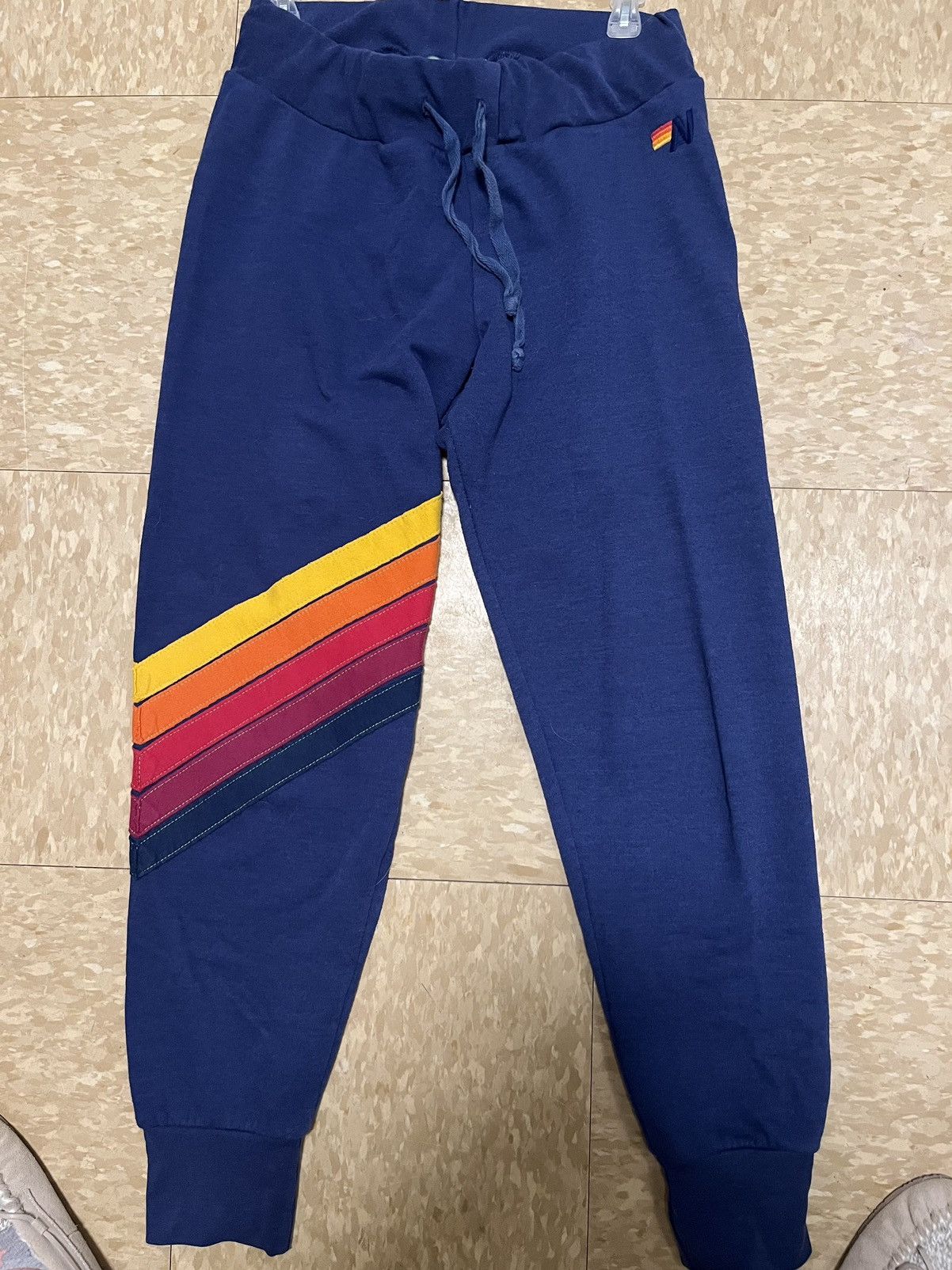 image of Aviator Nation Large 5 Stripe Sweatpants in Navy, Women's (Size 28)