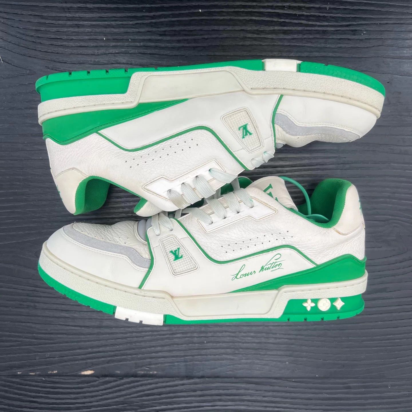 Louis Vuitton LV Trainer White Green 42 New Size US 9 / EU 42 - 3 Thumbnail