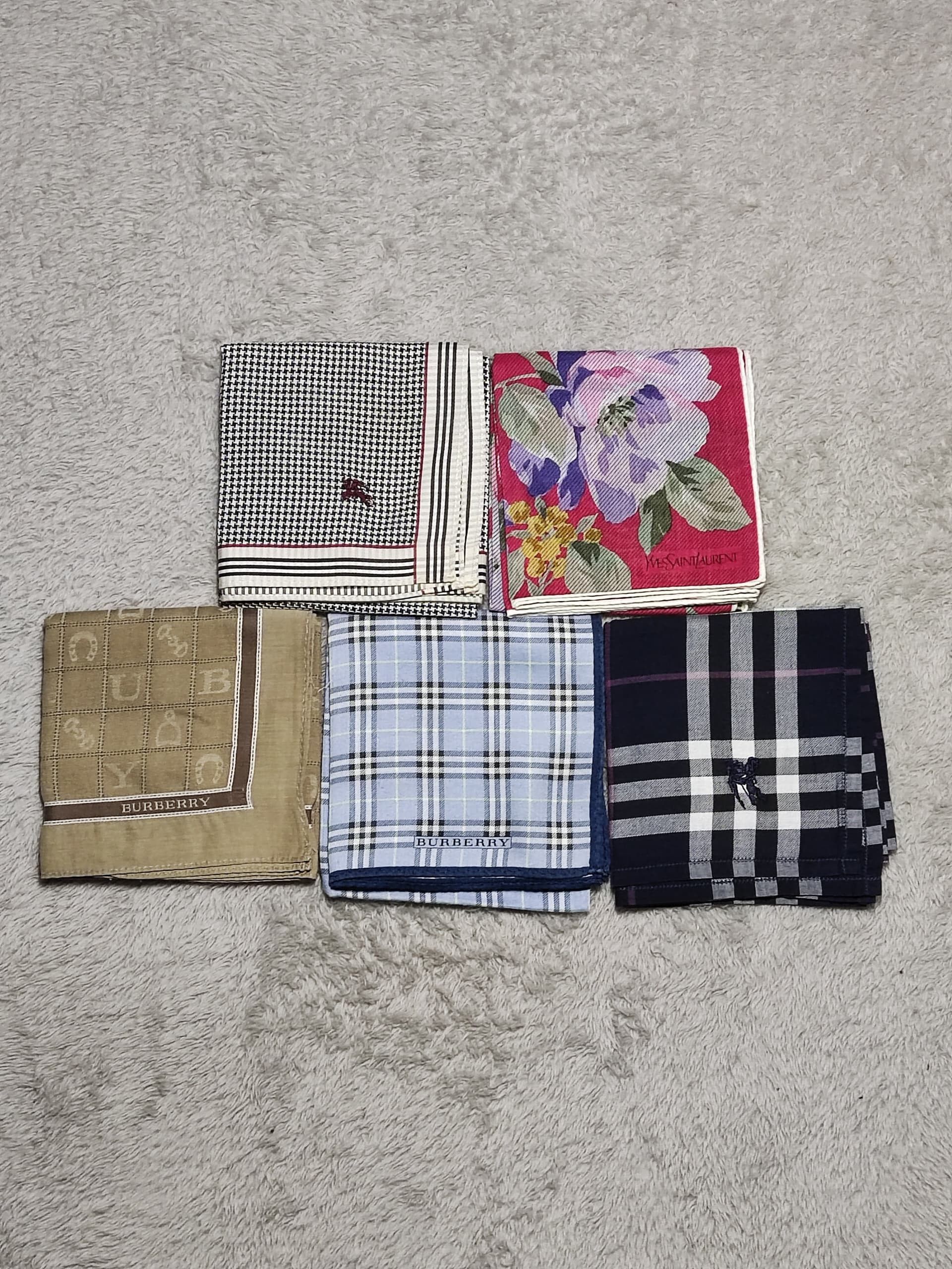 Burberry Vintage Burberry & Yves Saint Laurent (5 Pcs) Handkerchief Size ONE SIZE - 1 Thumbnail