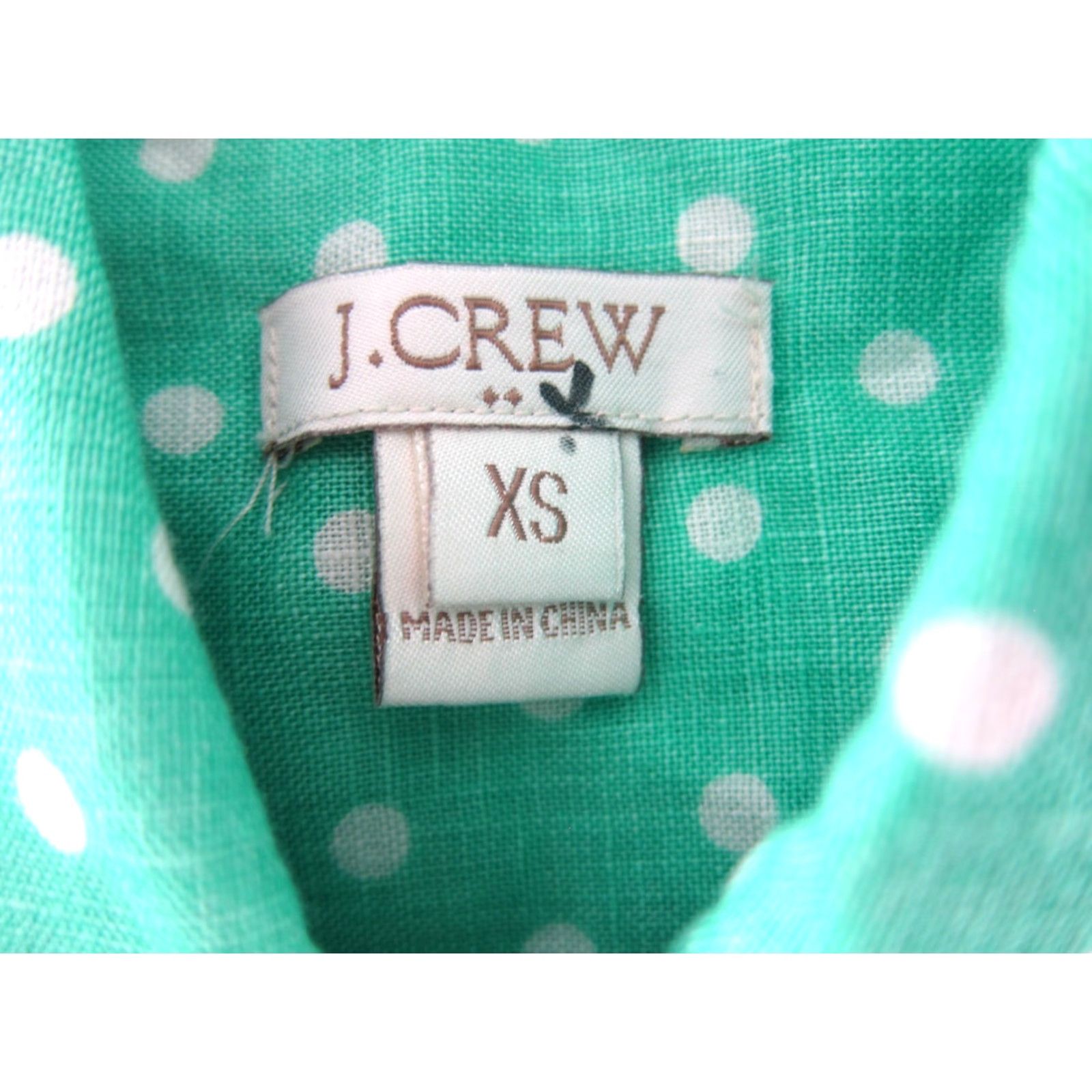 J.Crew J.CREW Button-Up Linen Aqua Blue White Polka Dot Collar Long Sleeve Blouse XS Women’s Regular 100% Linen Size XS / US 0-2 / IT 36-38 - 3 Thumbnail
