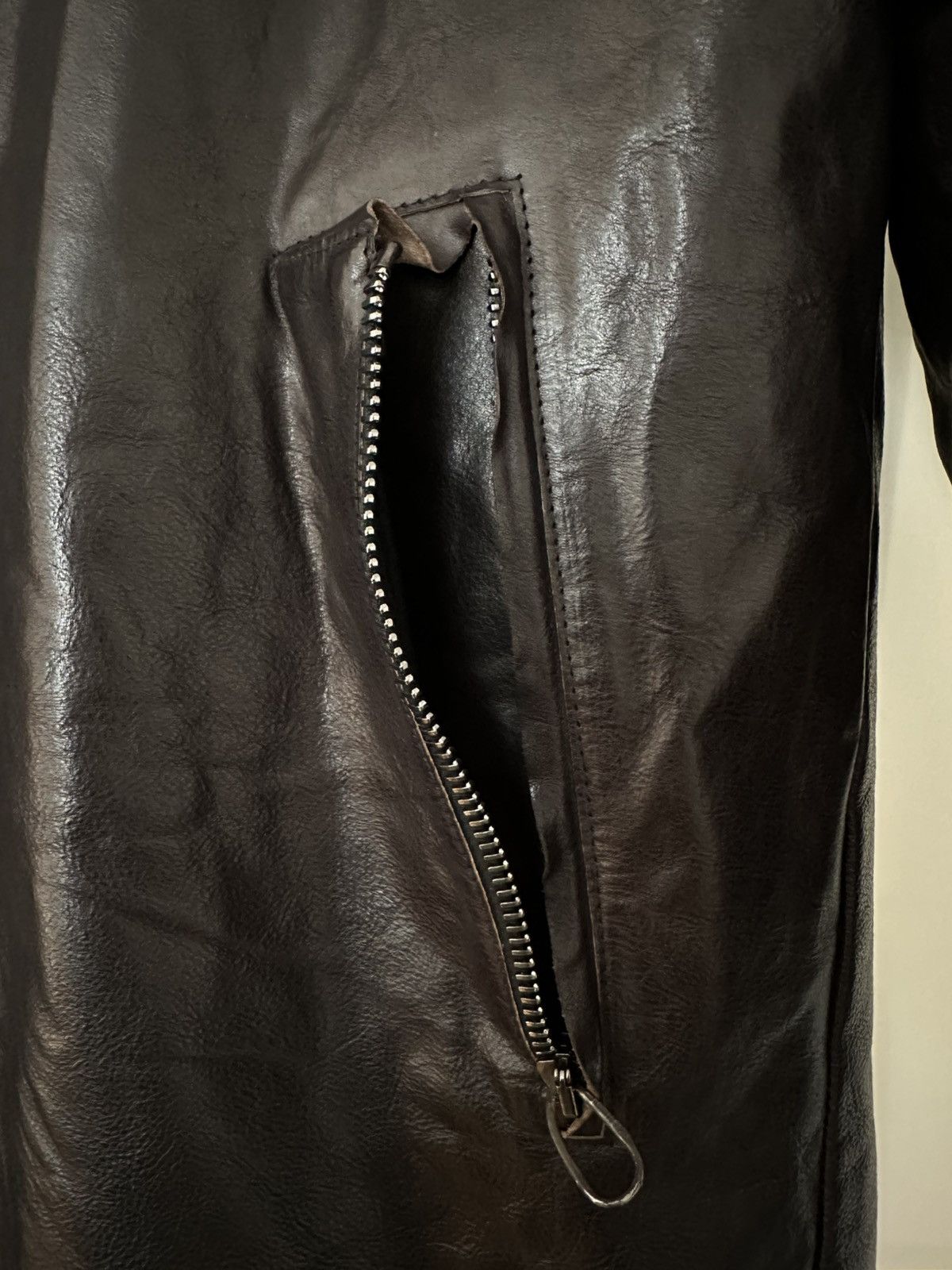 Daniele Basta Long High Neck Leather Jacket With Thindown Padding Size US L / EU 52-54 / 3 - 5 Thumbnail