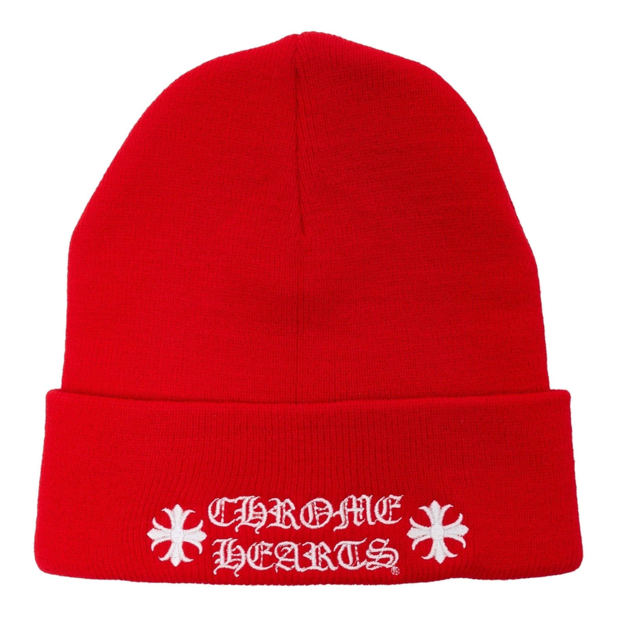 Embroidered Plus Logo Beanie Red White