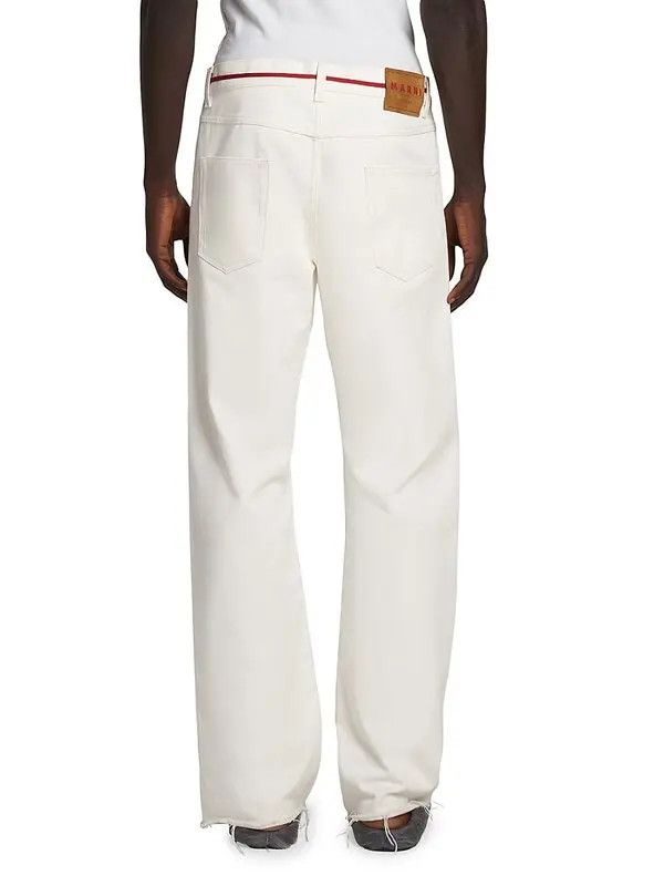 Marni o1w1db11125 Tie-Waist Straight-Leg Trousers in White Size US 32 / EU 48 - 4 Thumbnail