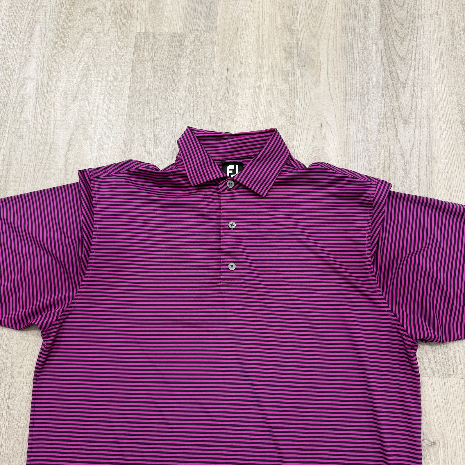 Footjoy Footjoy Polo Shirt Men's Large Pink Black Striped Athletic Size US L / EU 52-54 / 3 - 2 Thumbnail