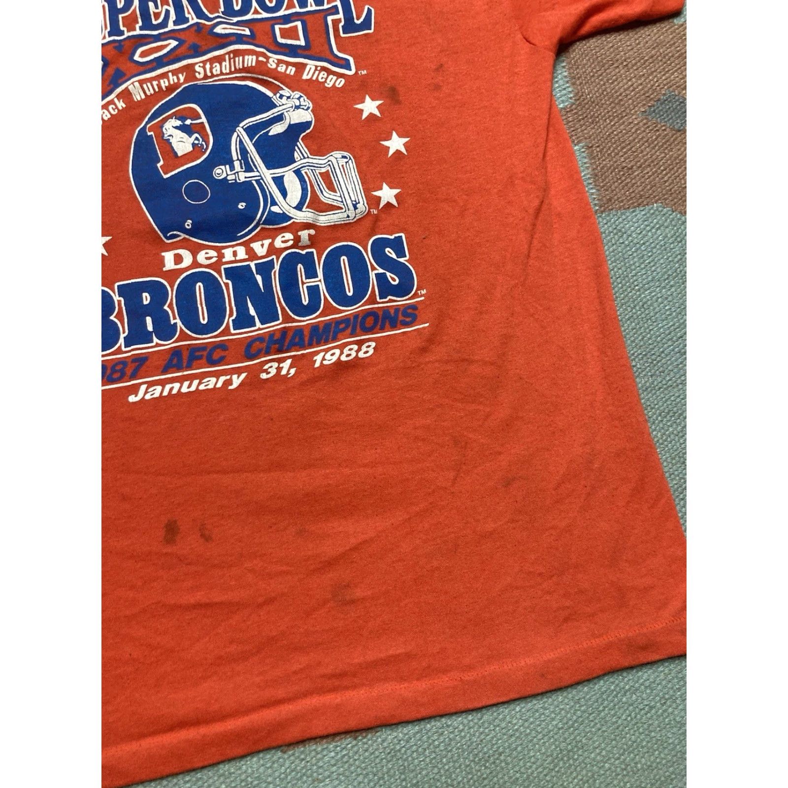 Vintage VINTAGE 80s graphic t shirt Denver broncos Super Bowl 1988 single stitch Medium Size US M / EU 48-50 / 2 - 3 Thumbnail