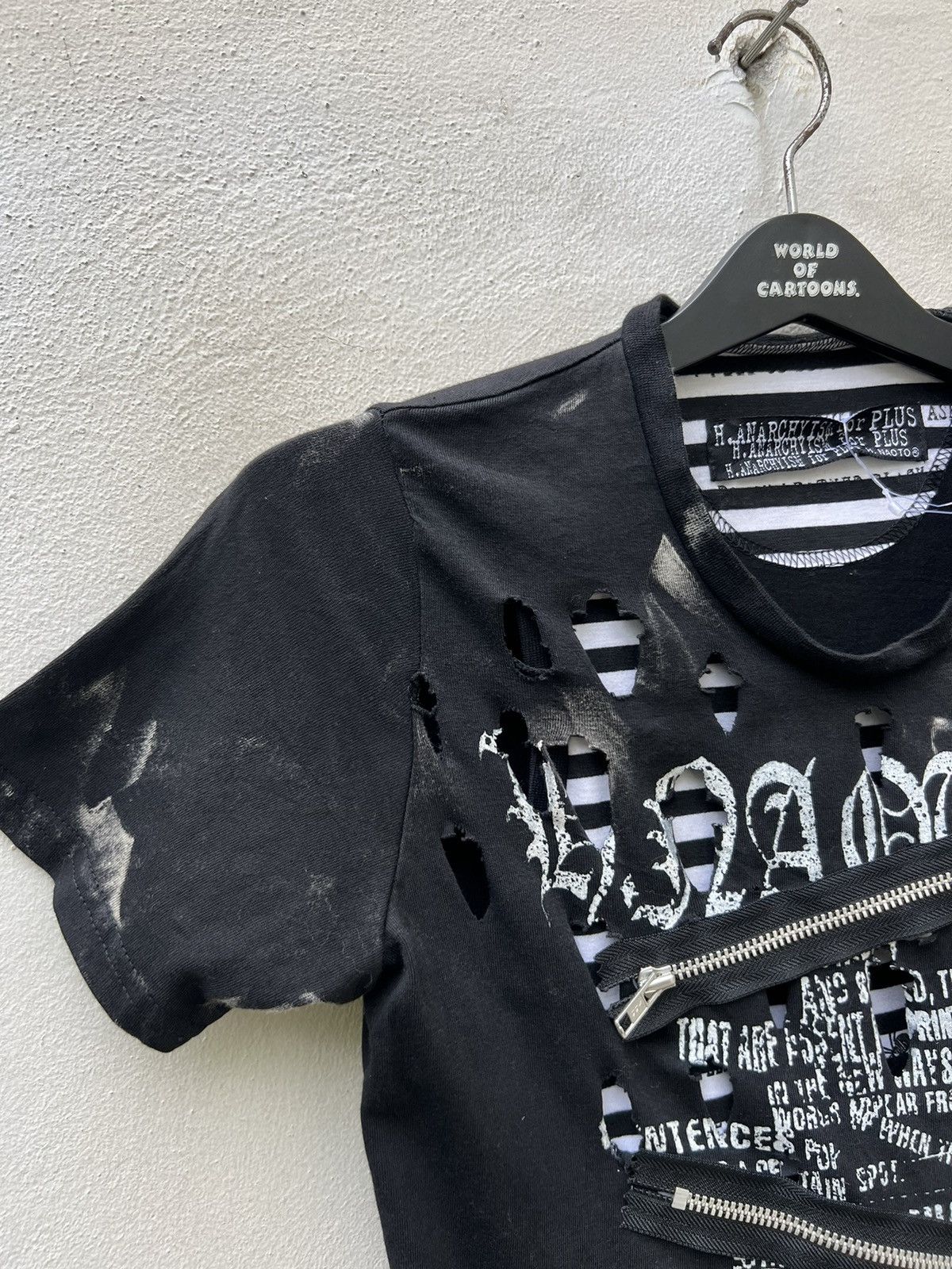 Japanese Brand H. Anarchism For Plus H. Naoto Rips Distress Bondage t Shirt Size US XS / EU 42 / 0 - 10 Thumbnail