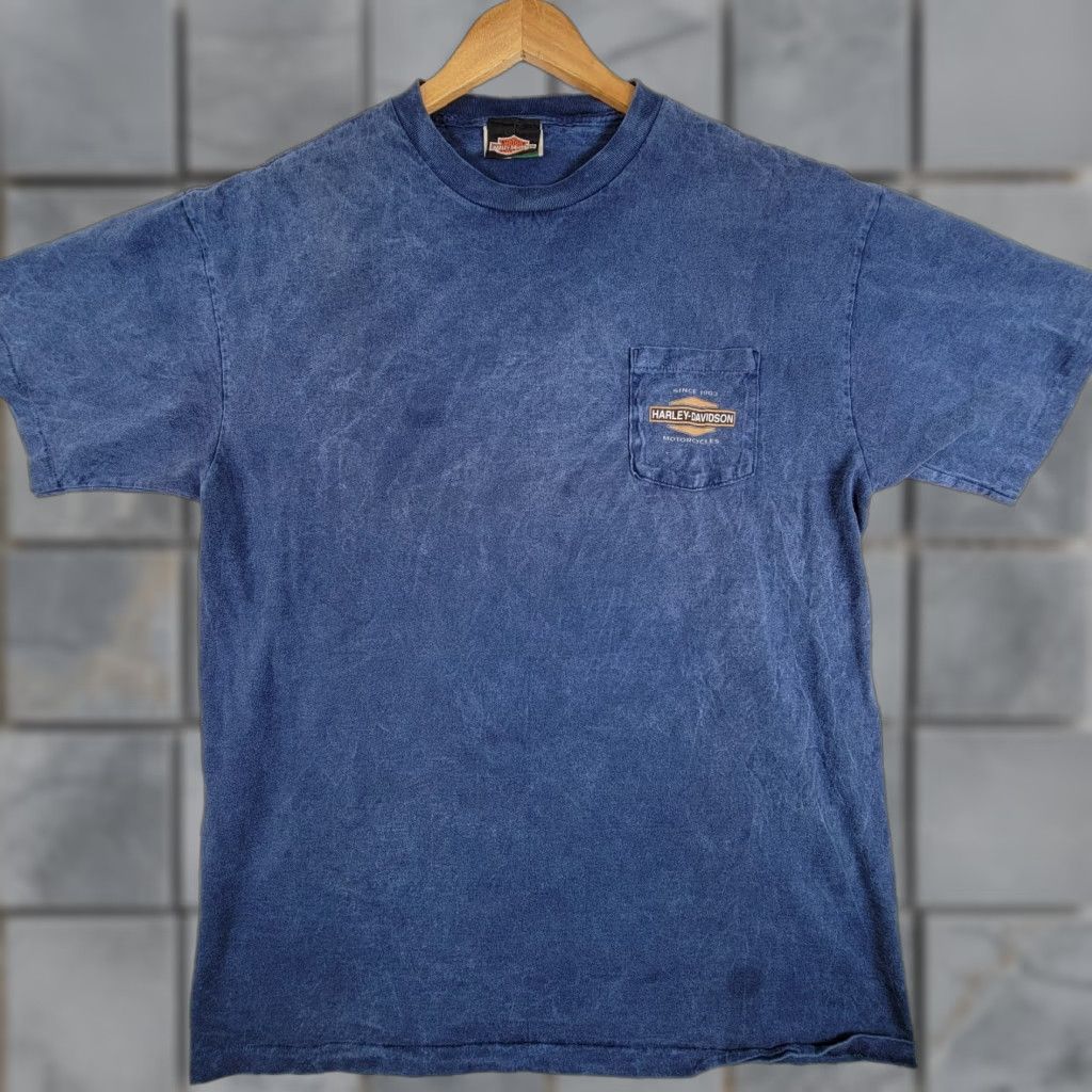 Harley Davidson VINTAGE Harley Davidson T-Shirt Mens XL Blue Graphic Tee Nevada NV Pocket Mullet Logo Vintage Size US XL / EU 56 / 4 - 1 Thumbnail