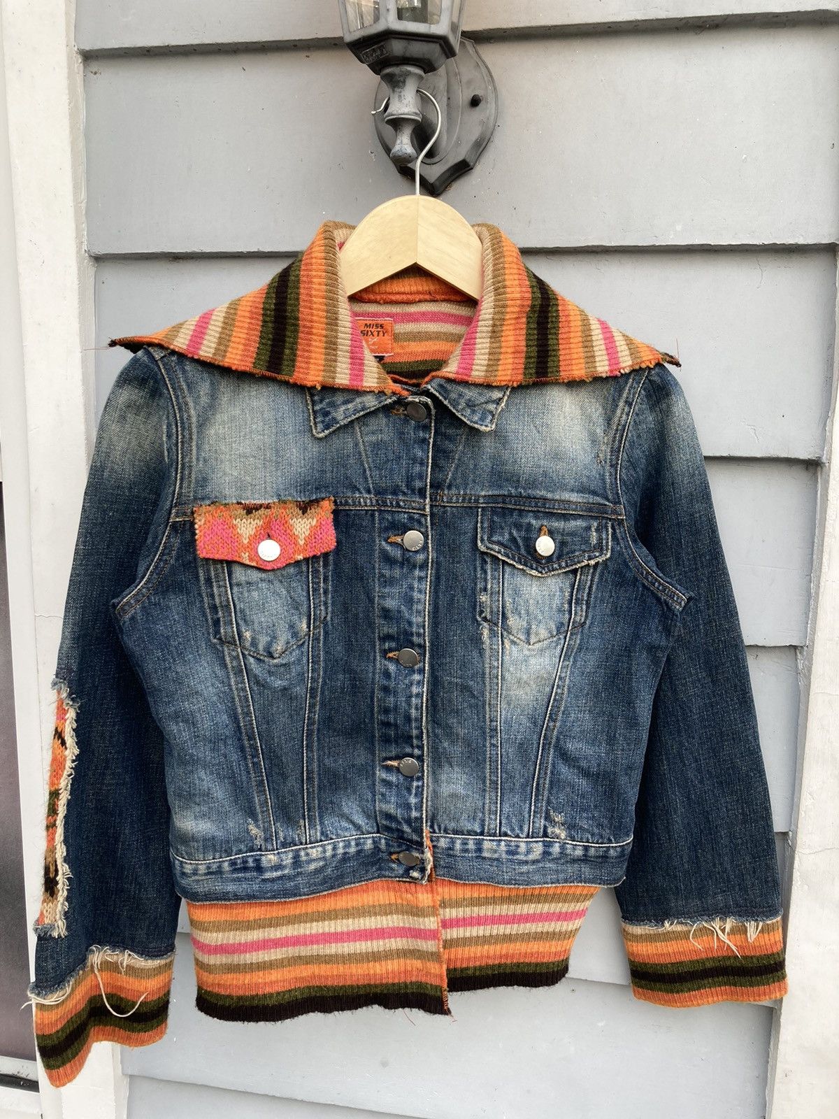 Miss Sixty Miss Sixty 2000’s Italy Denim Distressed Faded Knit Details Size M / US 6-8 / IT 42-44 - 1 Thumbnail